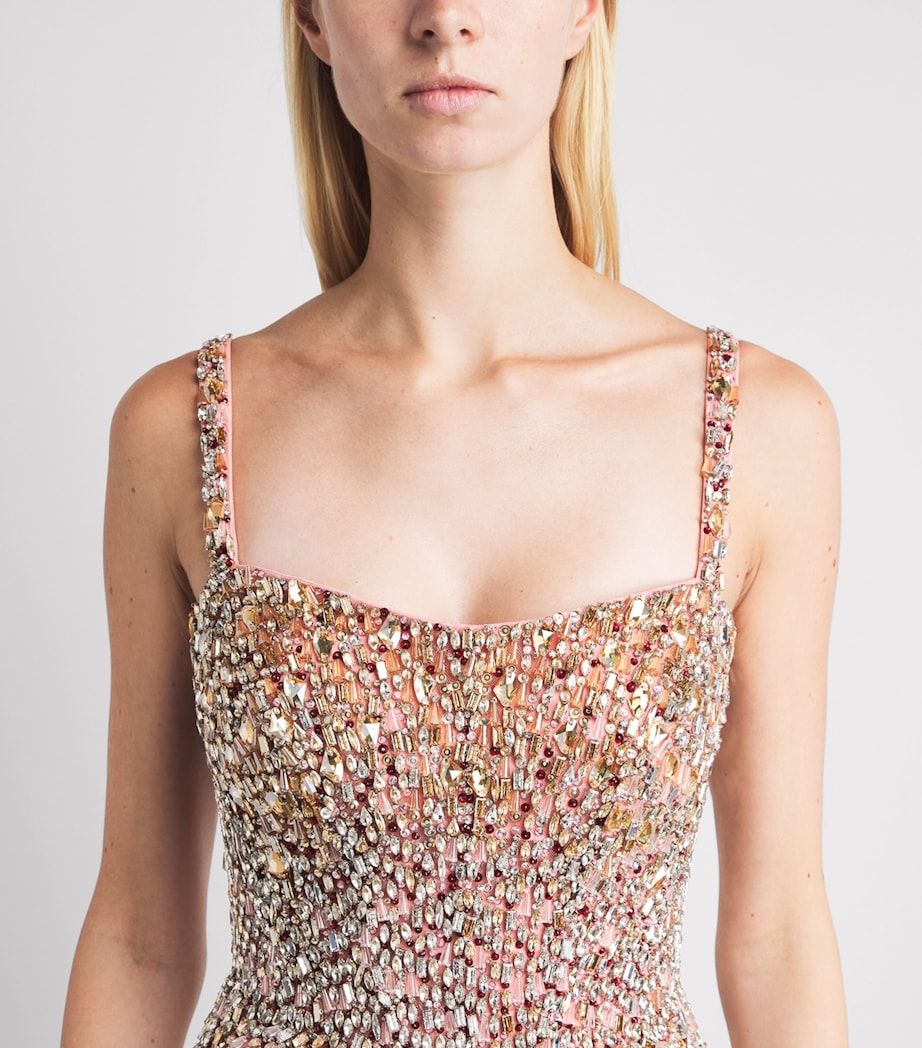 Jenny Packham Womens Embellished Nima Mini Dress Pink Pearl Image 3