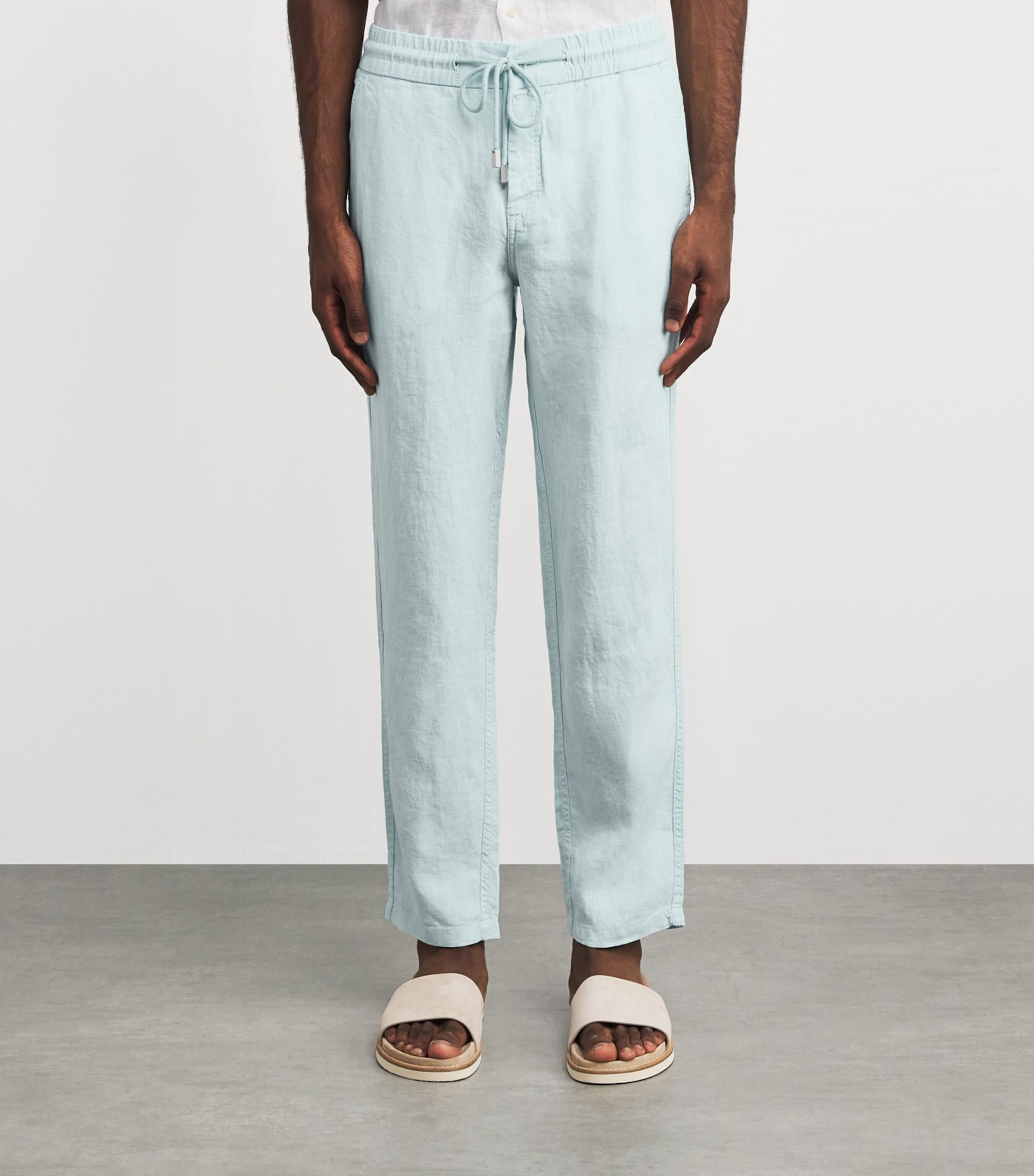 Linen Drawstring Parc Trousers 315-PACIFIC Image 3