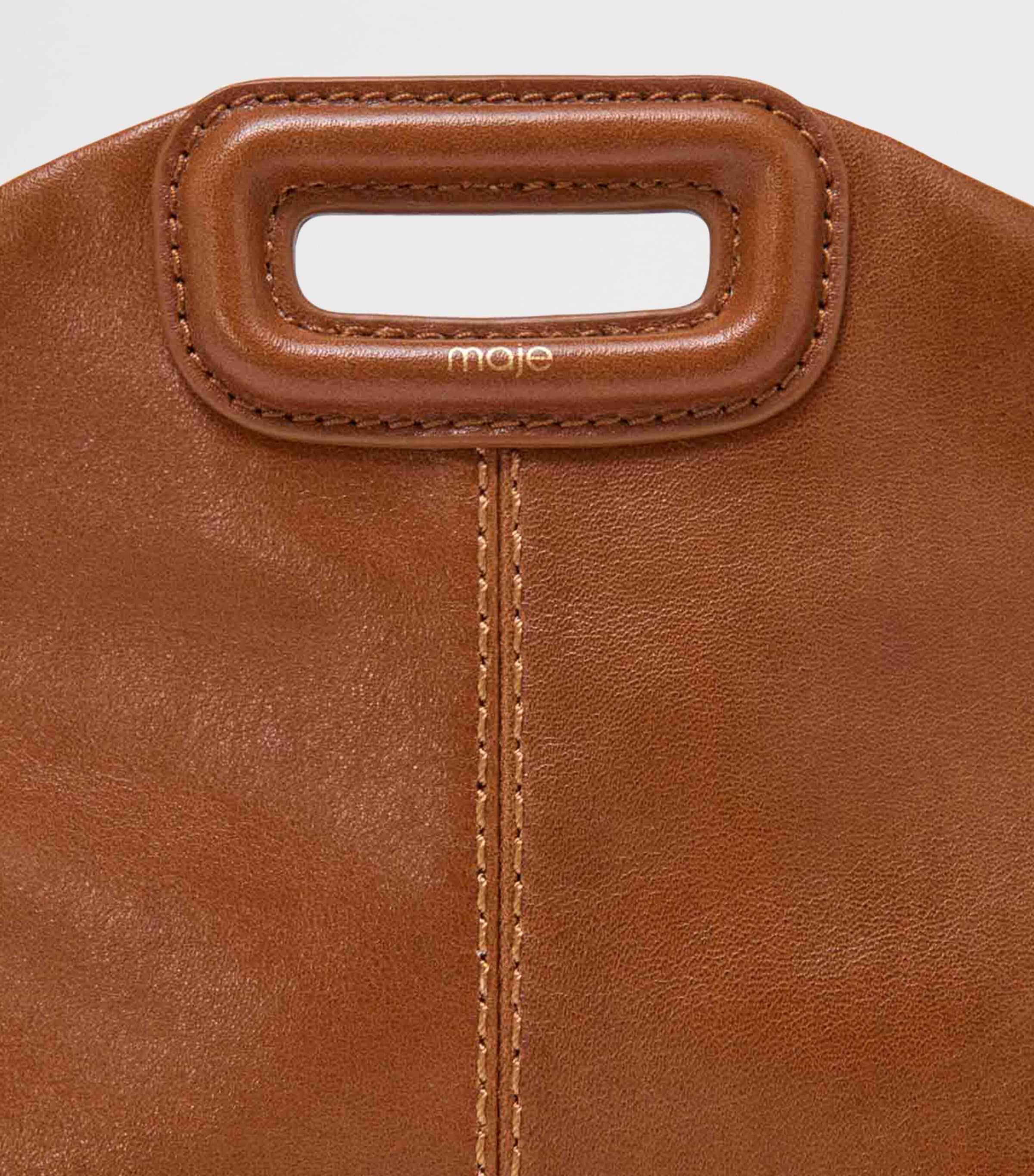 Maje Mini Leather Miss M Shoulder Bag Tobacco Image 8