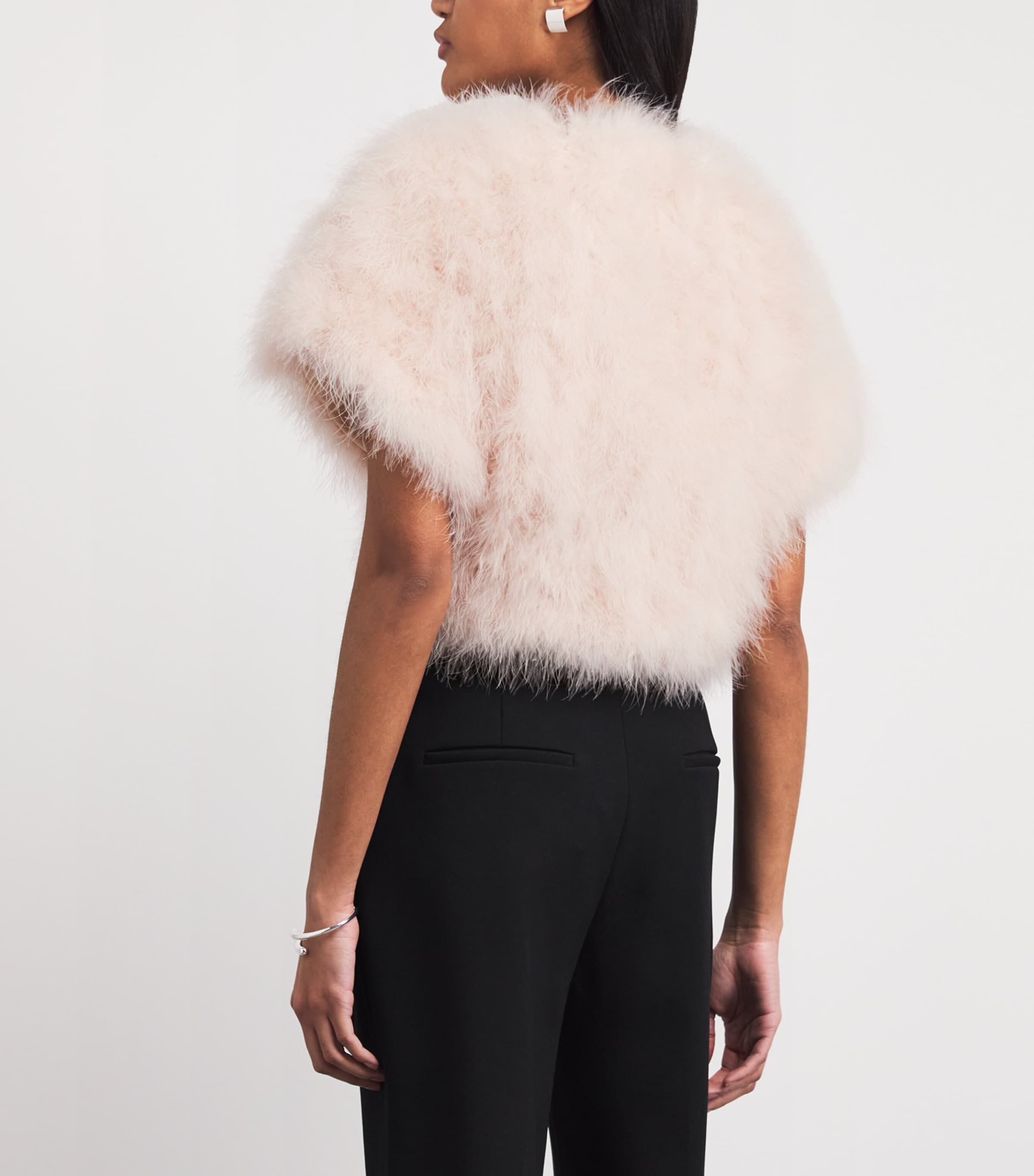 Yves Salomon Womens Feather Cropped Cape Image 5