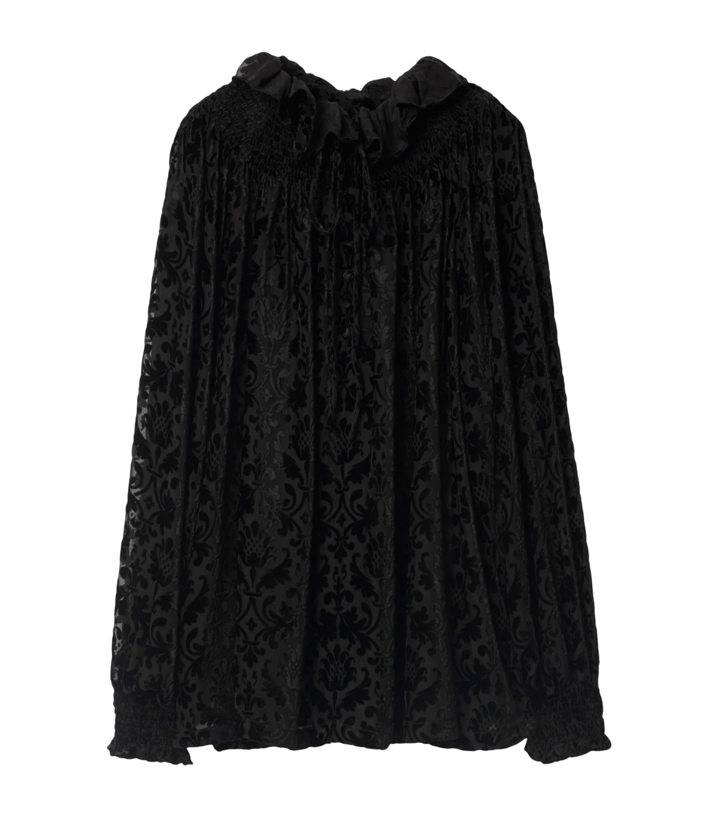 Burberry Silk-blend Velvet Baroque Blouse In Black