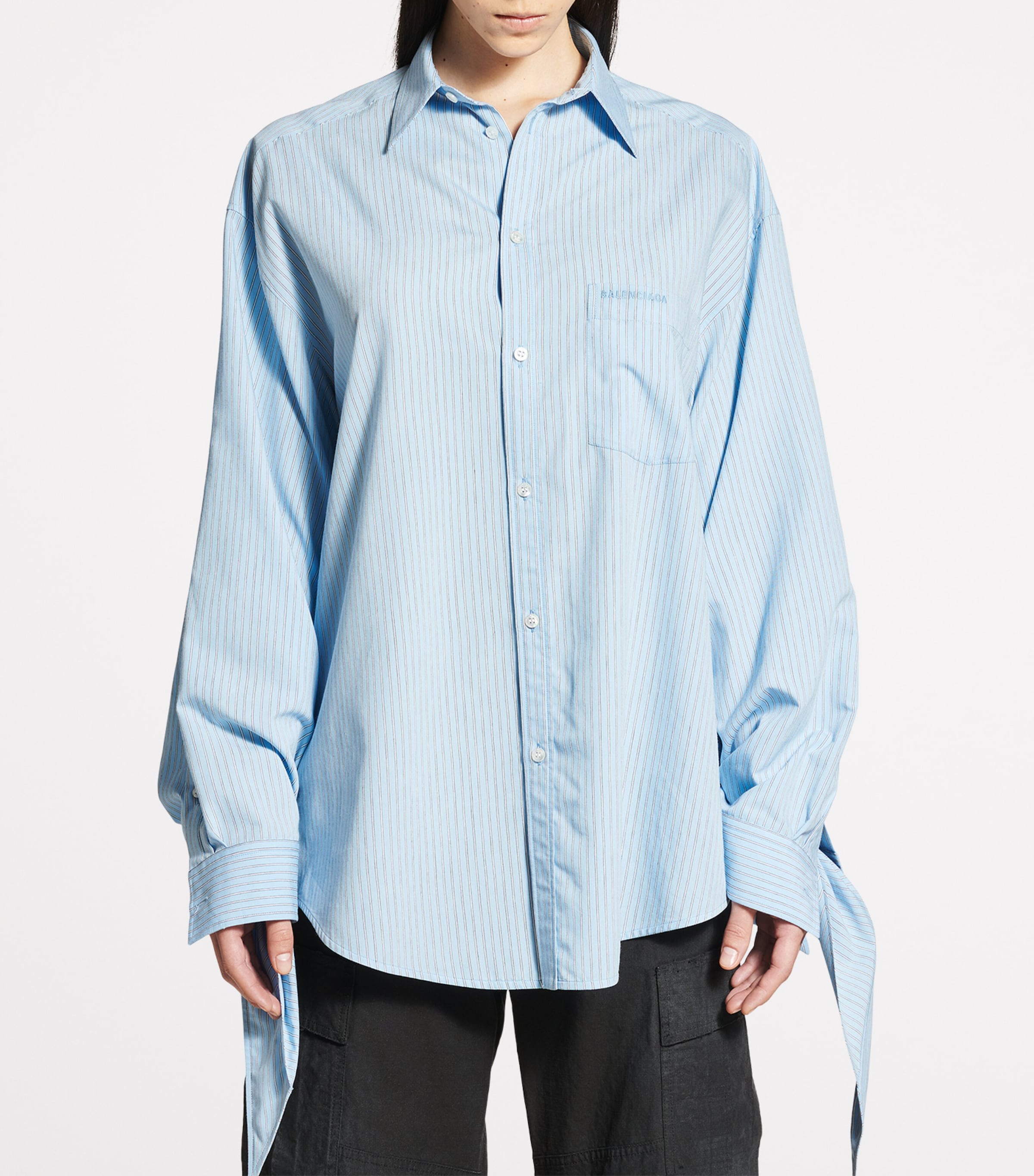 Balenciaga Womens Cotton-Blend Knotted-Cuff Shirt Image 6