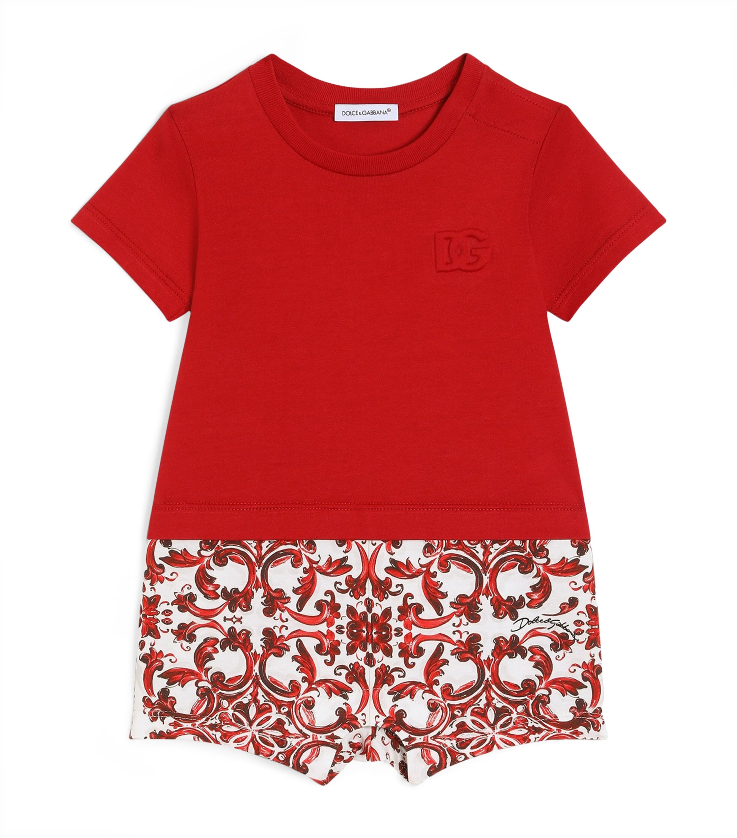 Dolce&Gabbana Kids Cotton Majolica Bodysuit (3-24 Months) Combined Colou Image 1