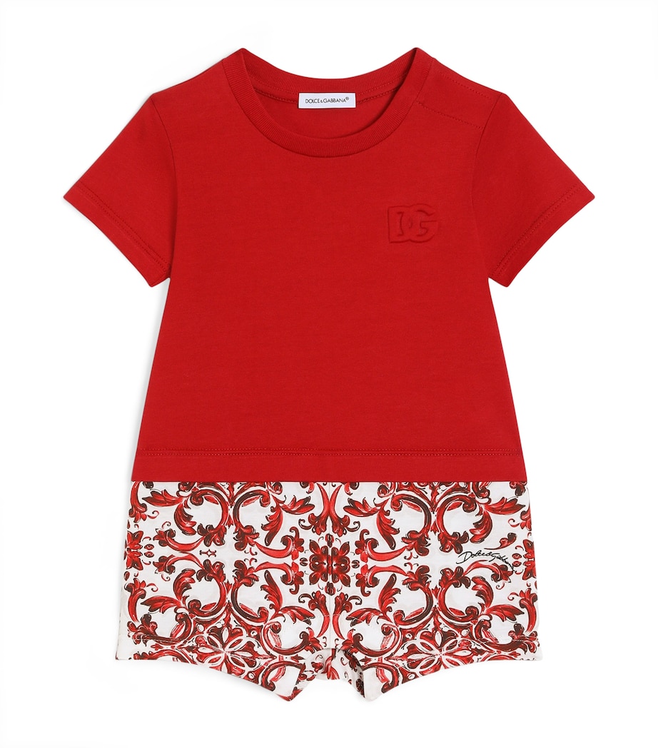 Dolce&Gabbana Kids Cotton Majolica Bodysuit (3-24 Months) Combined Colou Image 1
