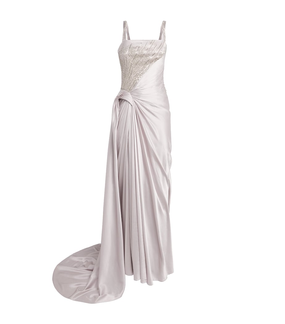Stretch-Silk Crystal-Embellished Gown SILVER ASH Image 1
