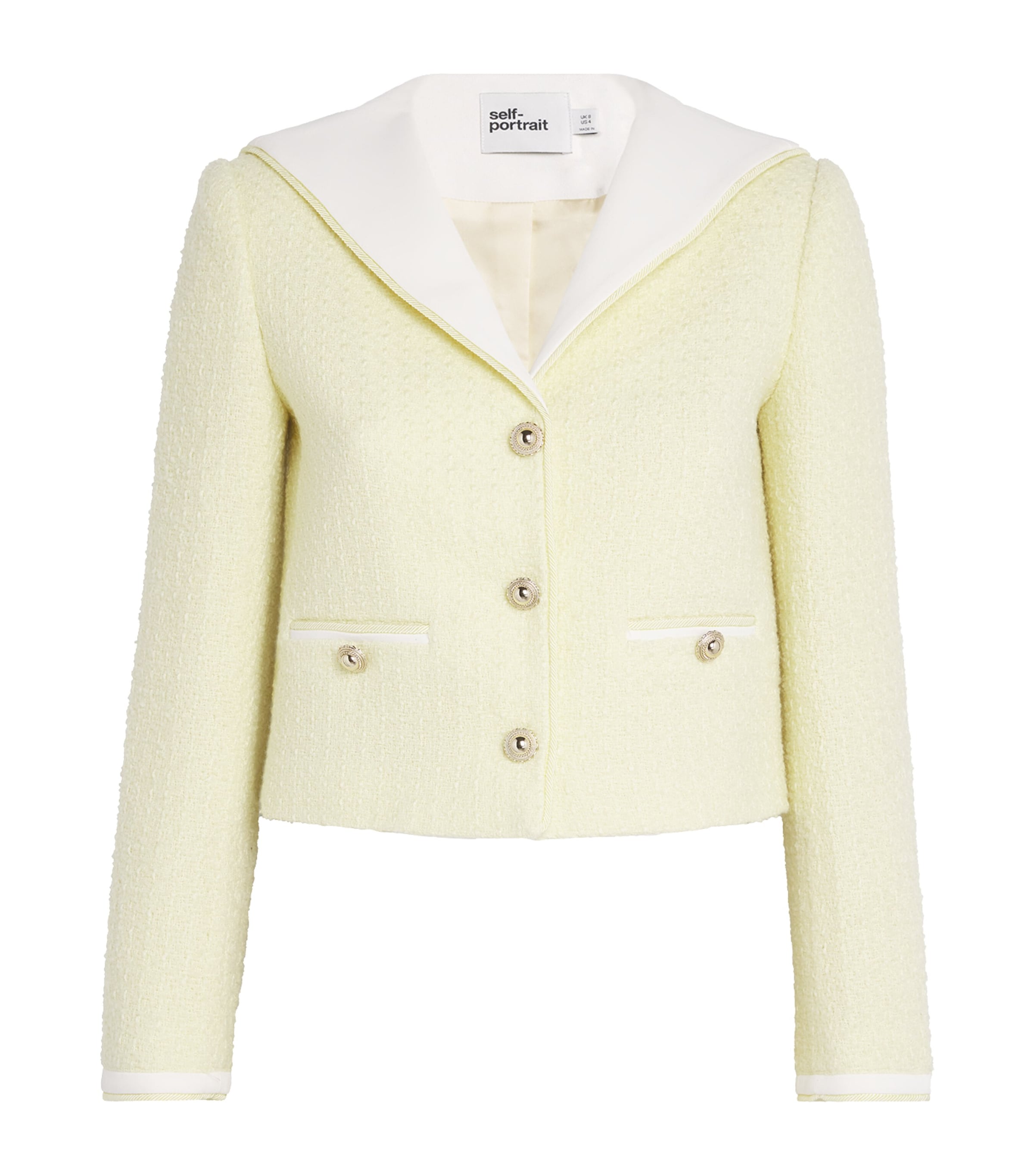 Self-Portrait Boucle Contrast-Collar Jacket | Harrods US