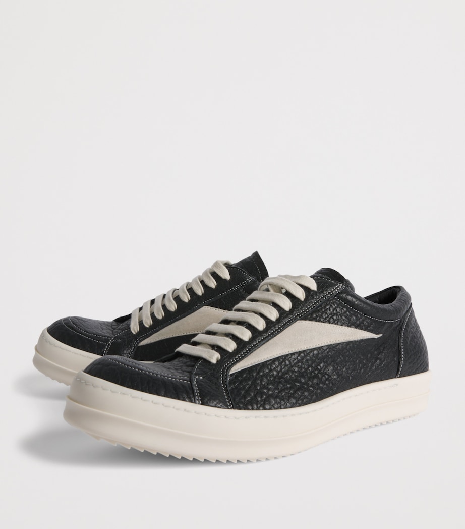 Rick Owens Leather Vintage Sneakers Black/milk Image 3