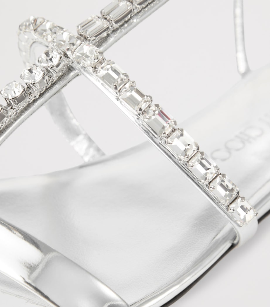 Gwyn Flat Leather Sandals SILVER/CRYSTAL Image 3