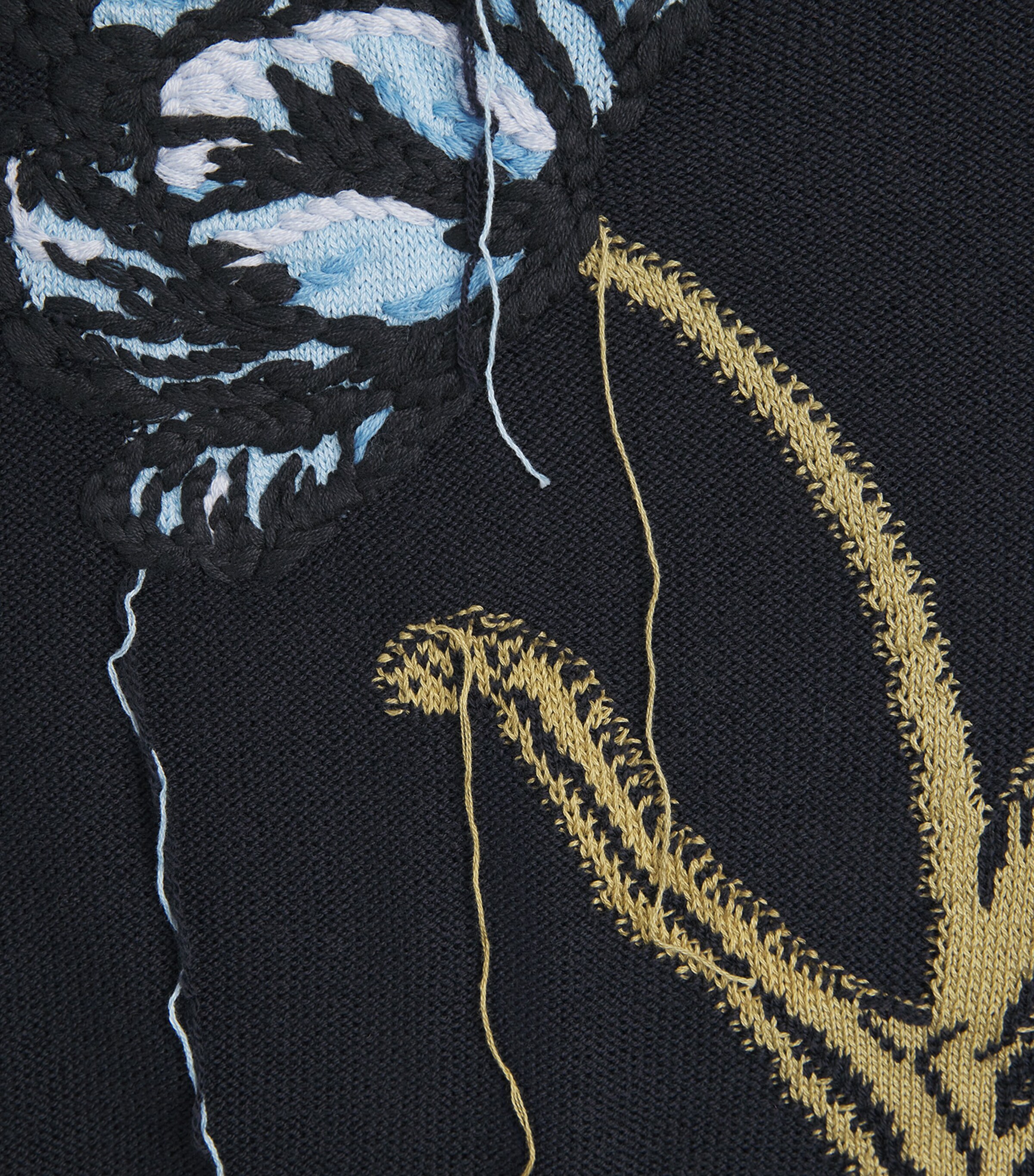 Erdem Womens Merino Wool Floral Sweater Navy Image 6