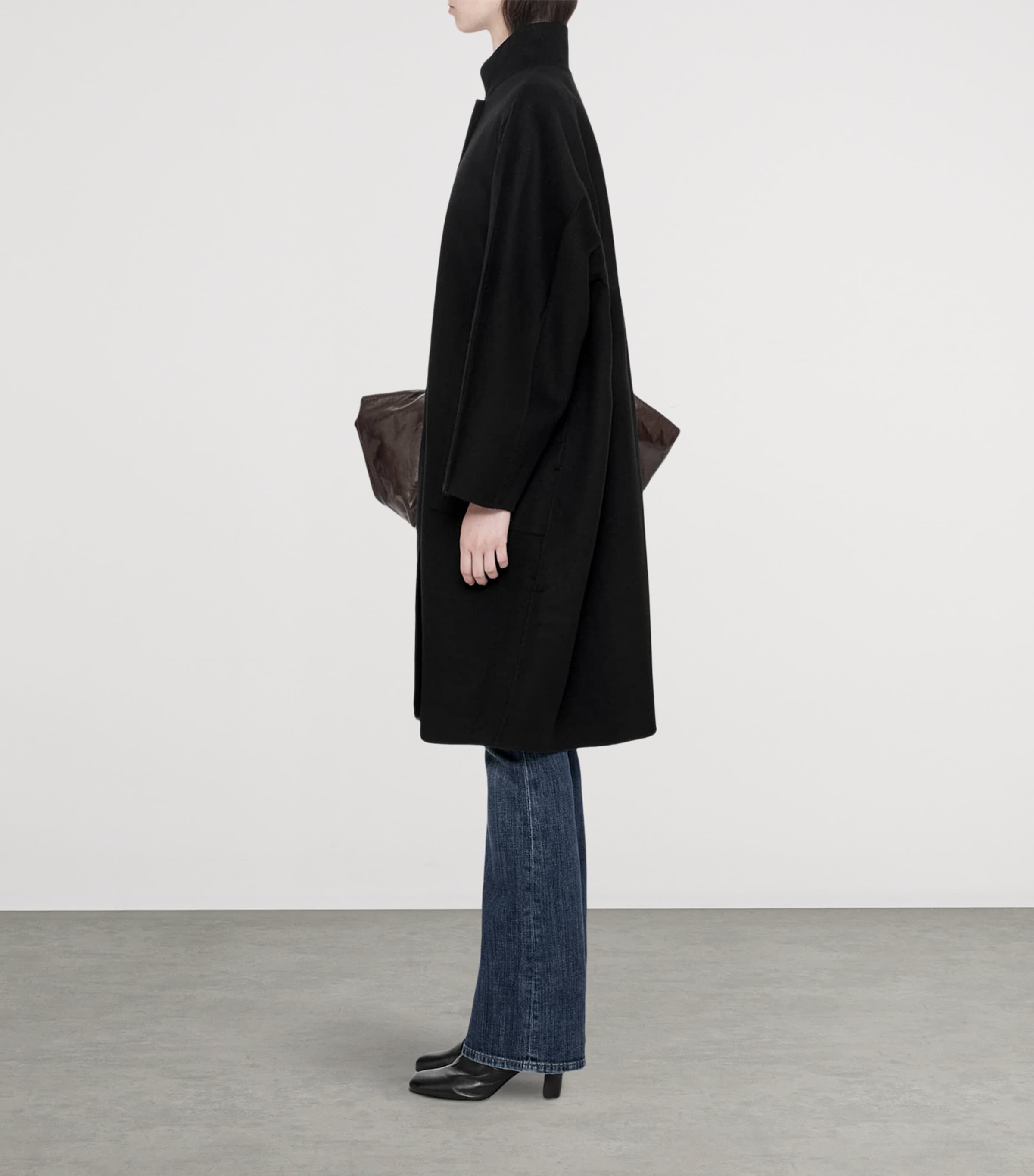 AllSaints Womens Wool-Blend Effie Coat Black Image 8
