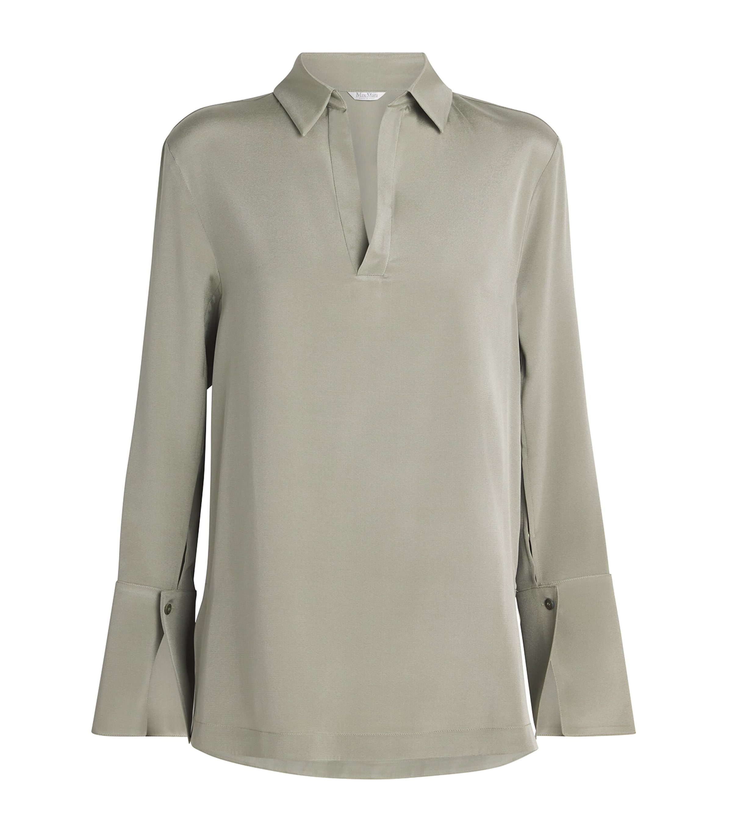 Max Mara Stretch-silk Shirt In Green