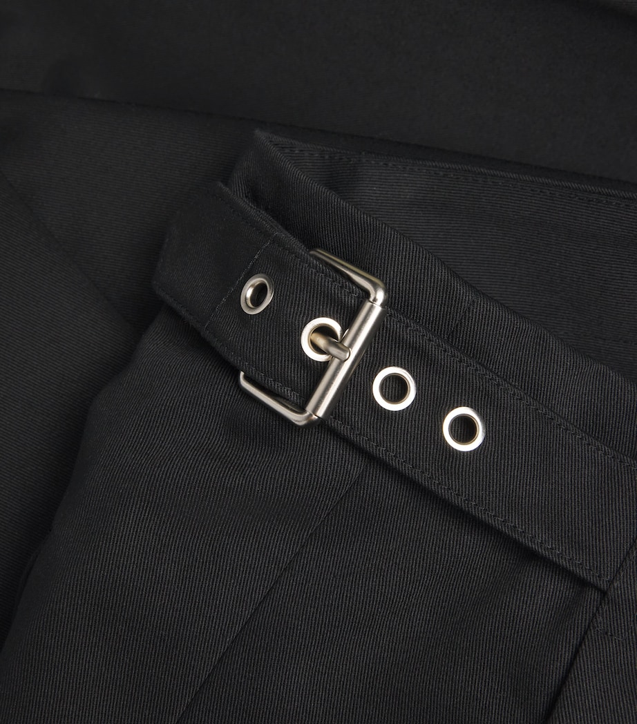 Belt-Detail Pleated Wide-Leg Trousers BLACK BK Image 5