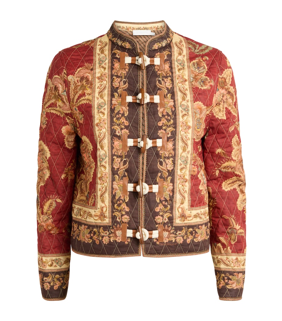 Zimmermann Womens Cotton Printed Aster Bomber Jacket Spli Spliced Image 1