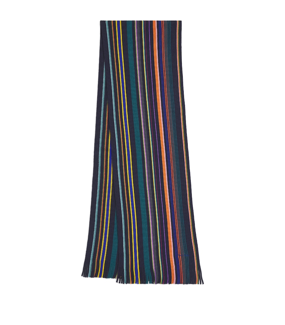 Merino Wool Ivan Stripe Scarf 47_NAVY Image 1