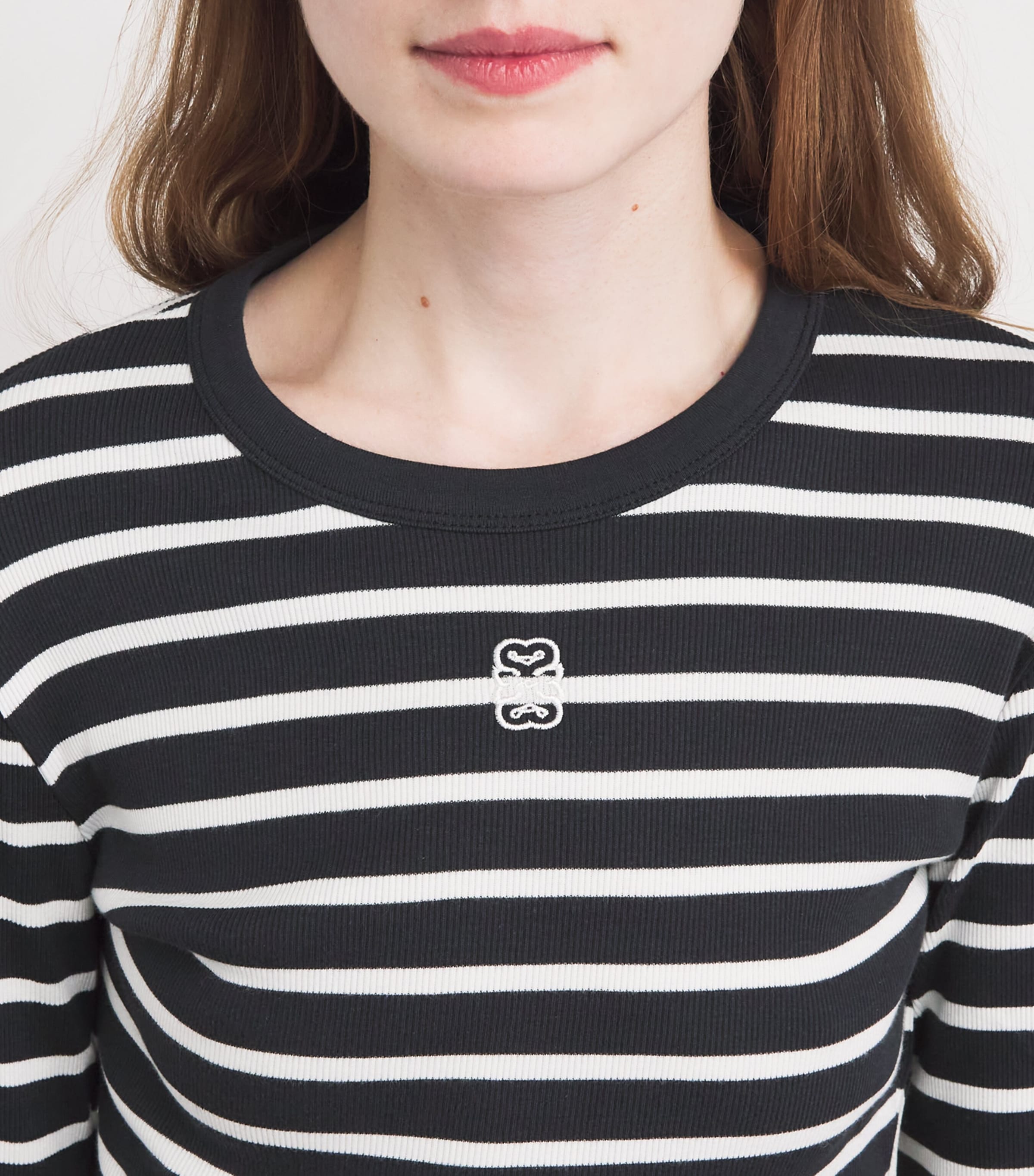 Sandro Paris Womens Cotton Stripe Crop Top Marine / Blanc Image 3