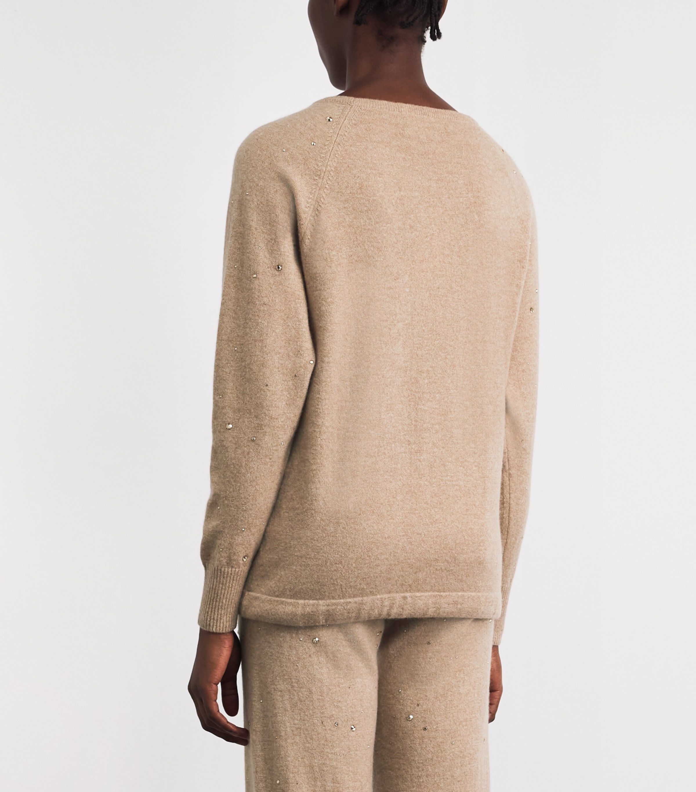 William Sharp Womens Cashmere Crystal-Embellished Sweater Mid Brwn Gldn Shdw Image 5