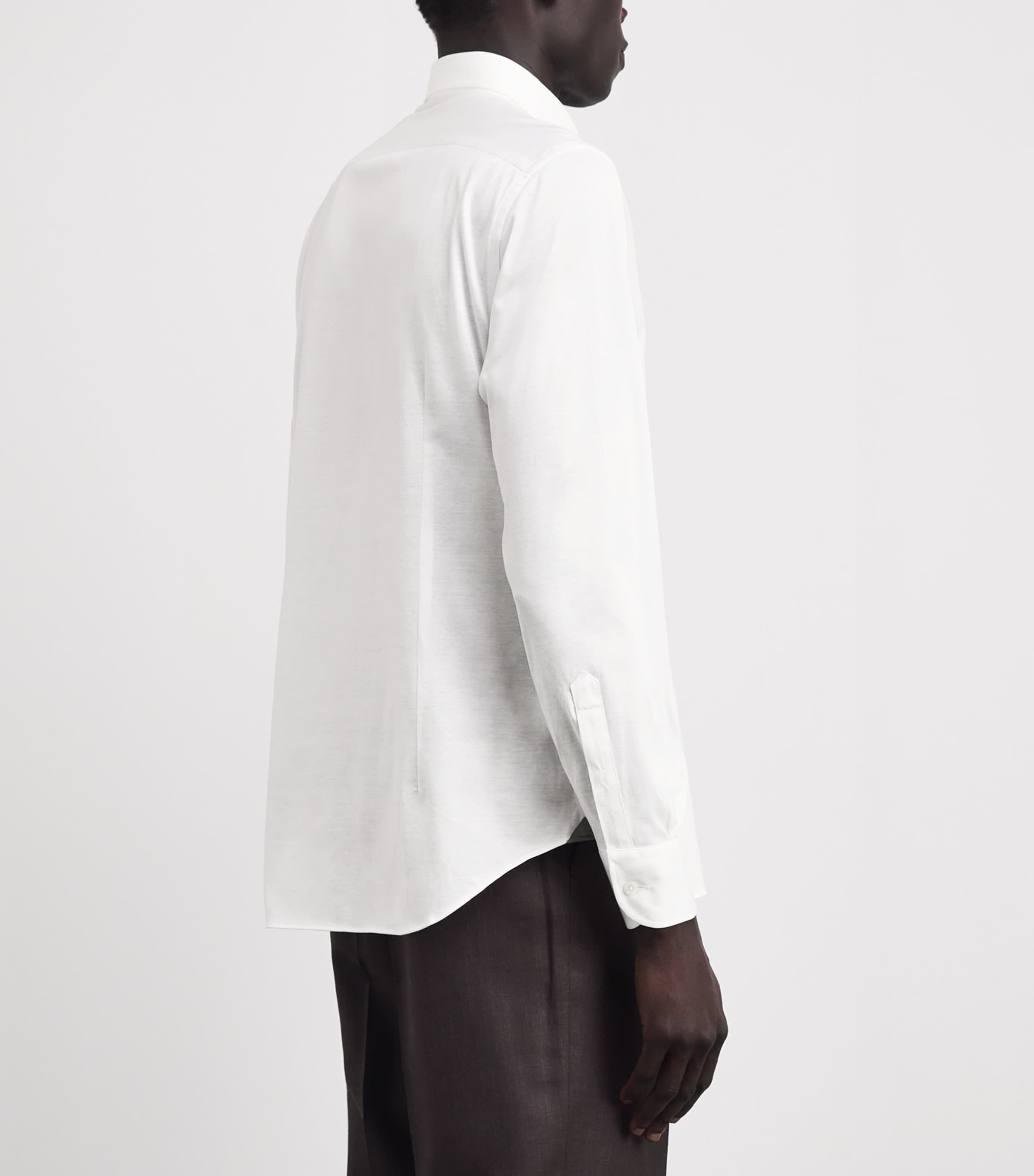 Corneliani Mens Cotton Jersey Shirt Optical White Image 5