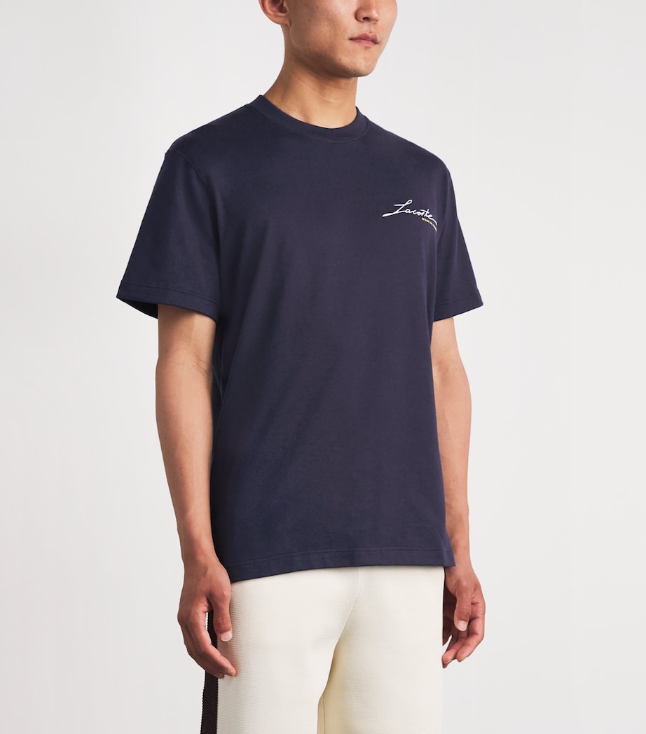 Lacoste Mens French Made Signature Embroidery T-Shirt Dark Navy Blue Image 4