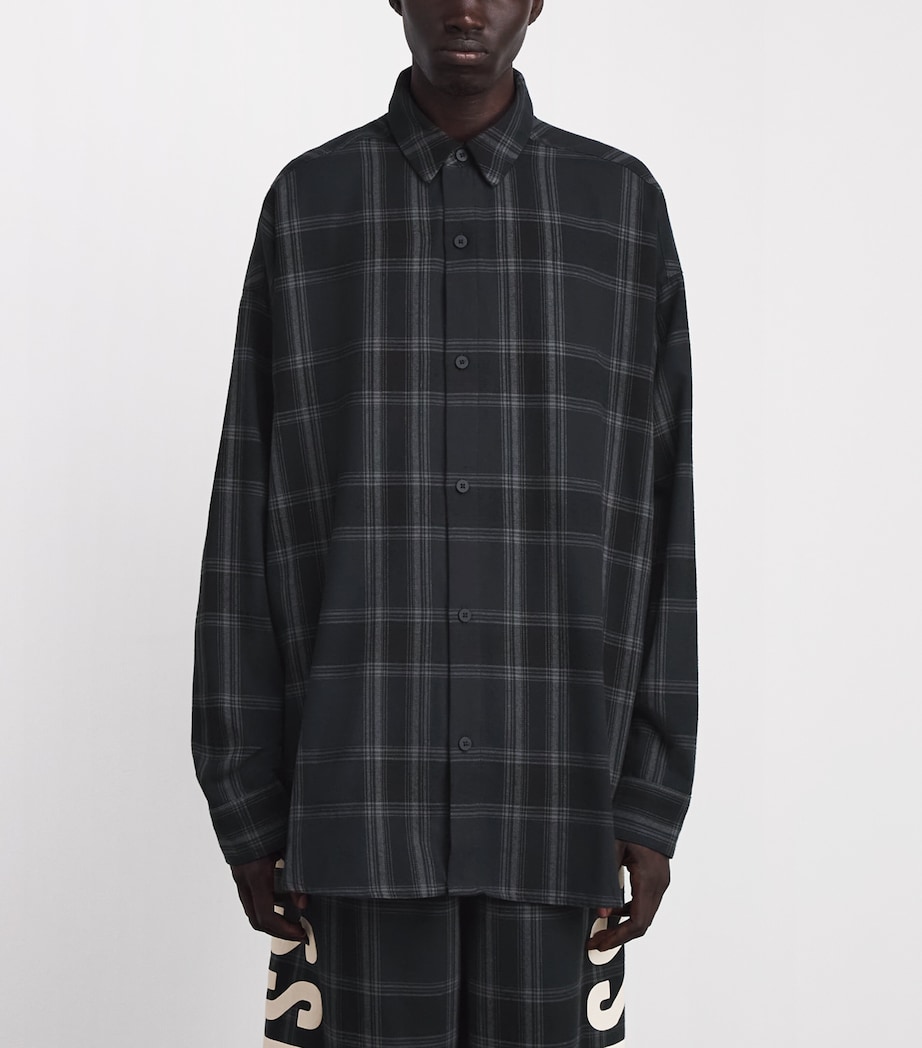 FEAR OF GOD ESSENTIALS Mens Flannel Check Shirt Vintage Blk Pld Image 4