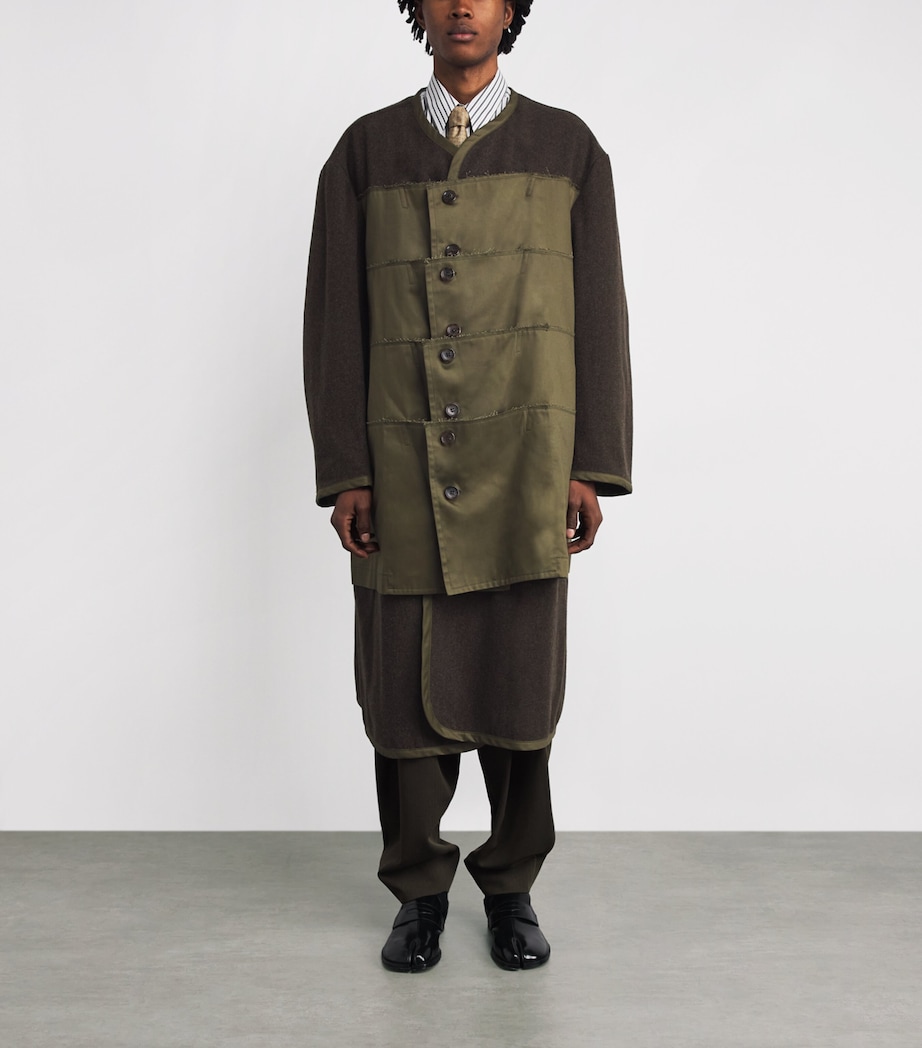 Wool-Blend Layered Overcoat KHAKI X KHAKI Image 3