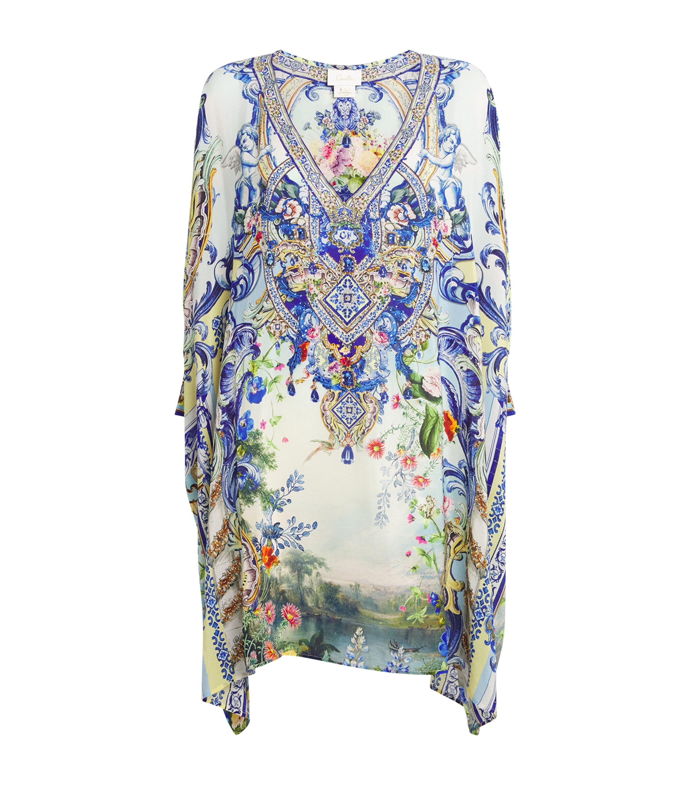 Camilla Womens Silk Printed Short Kaftan Wallwond Image 1