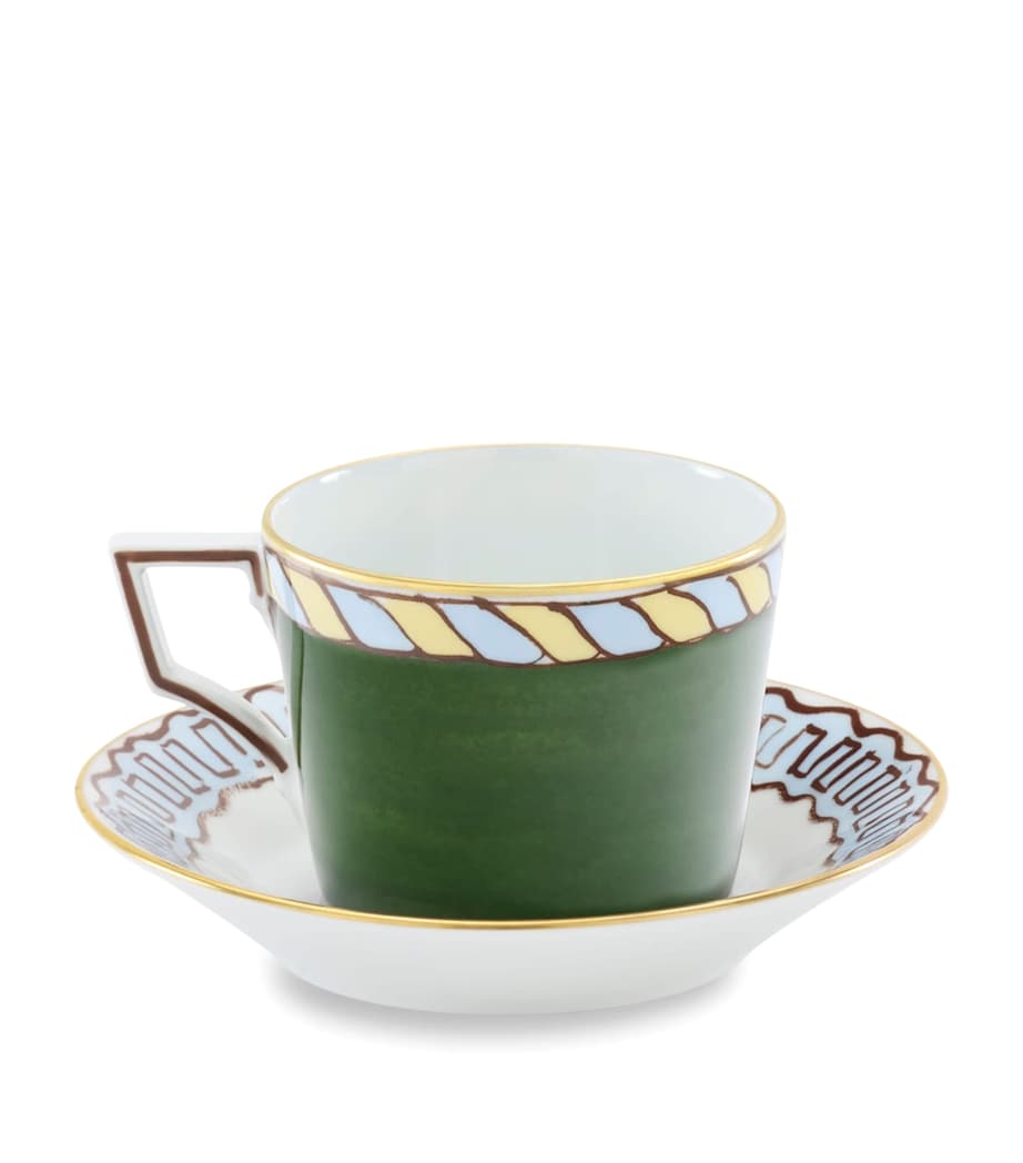Set of 2 Porcelain Il Viaggio di Nettuno Teacups and Saucers G00135200 Image 4