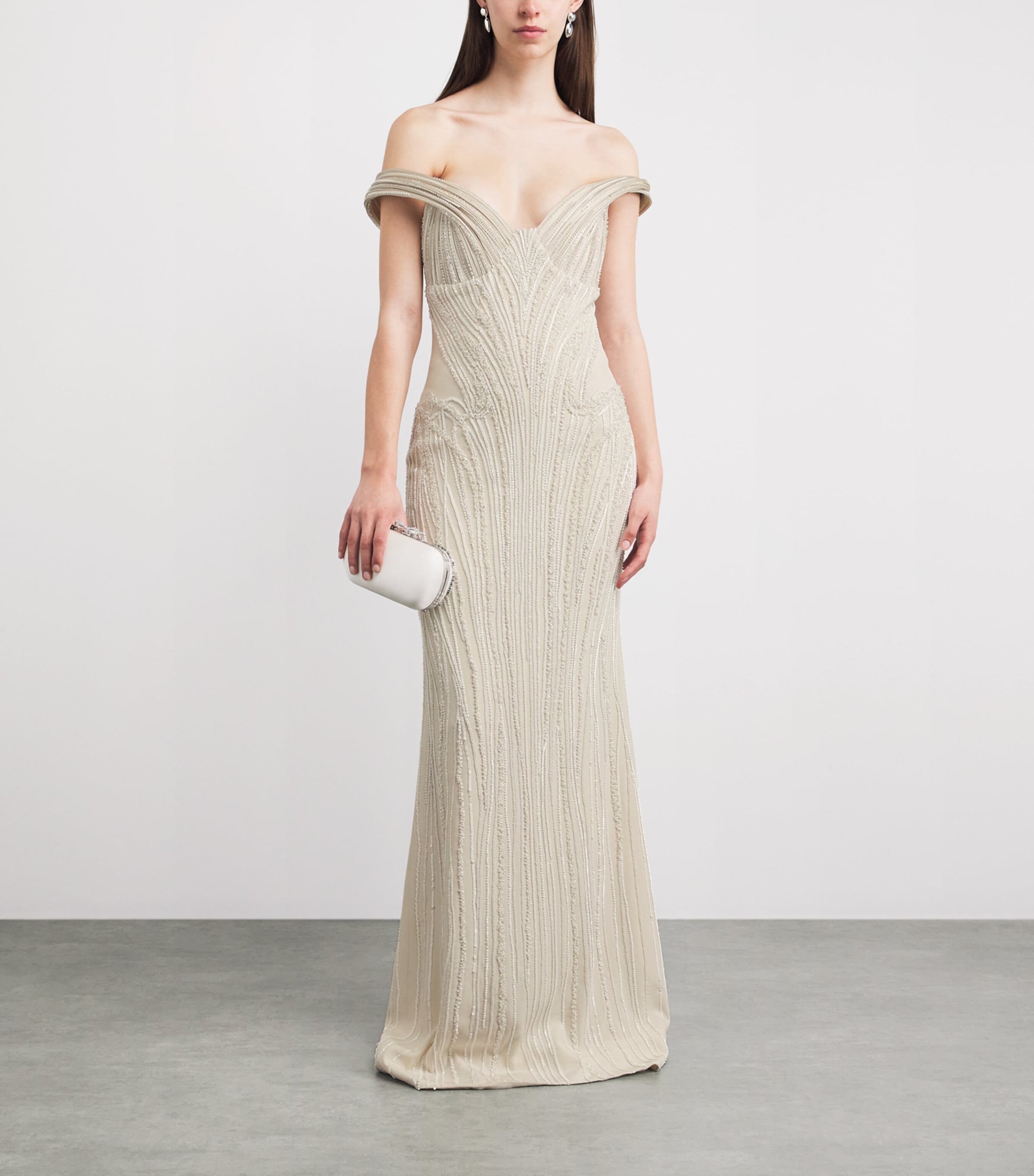 Gaurav Gupta Womens Embellished Sculpted Starlight Gown Pearl Image 2
