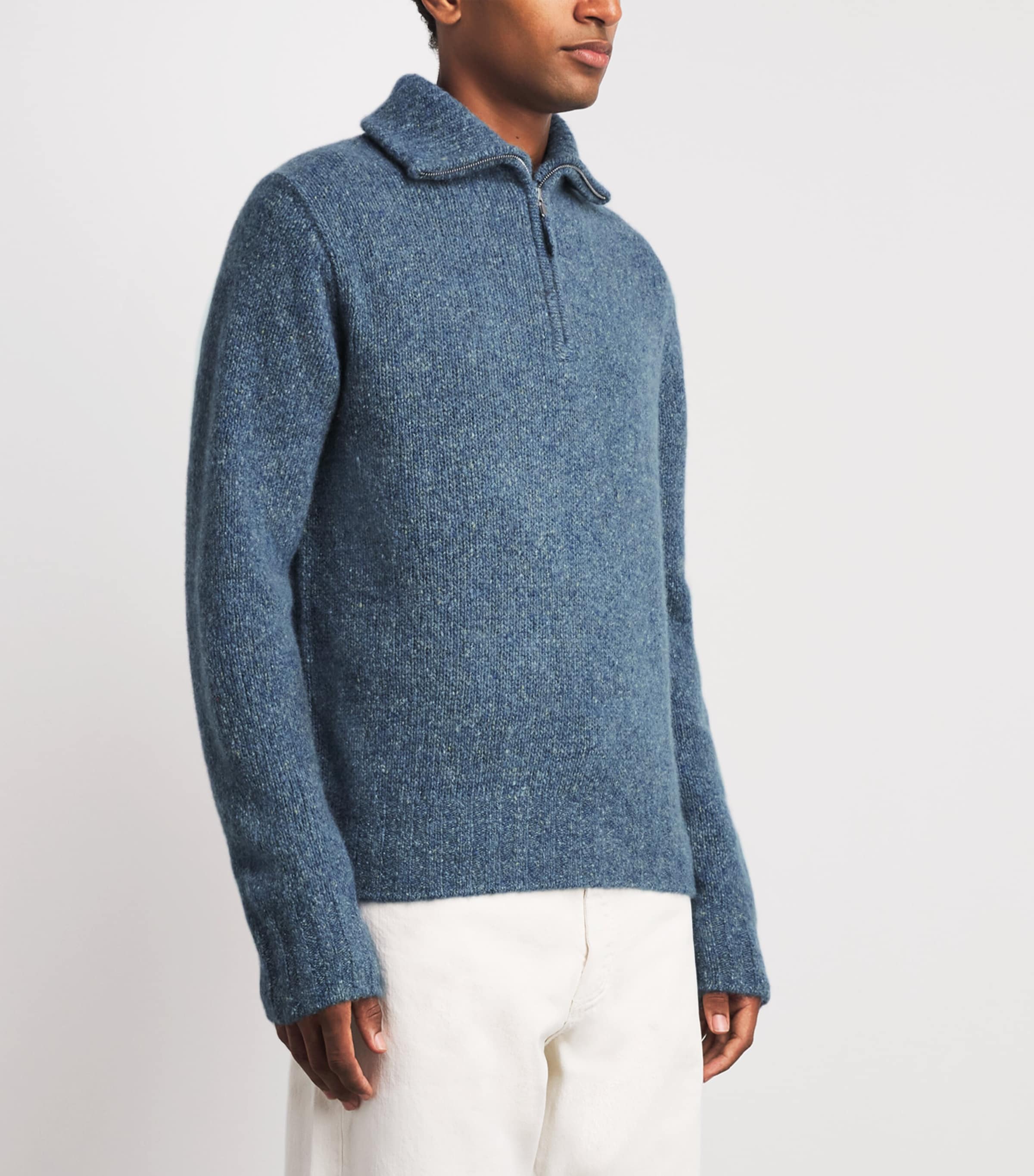 Allude Mens Cashmere Quarter-Zip Sweater Image 4