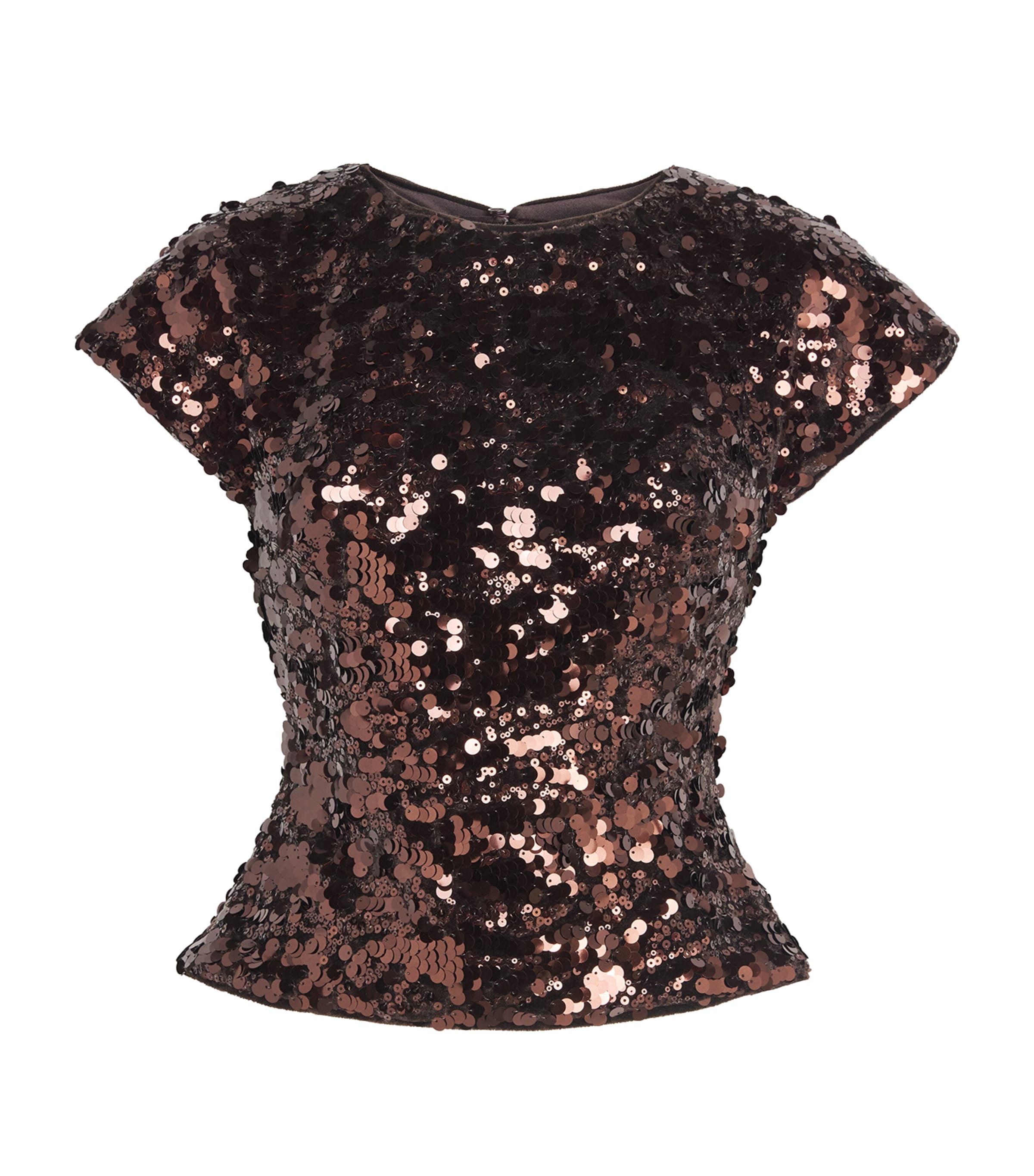 GANNI Womens Sequin-Embellished Open-Back Top Zwx Demitasse Image 1