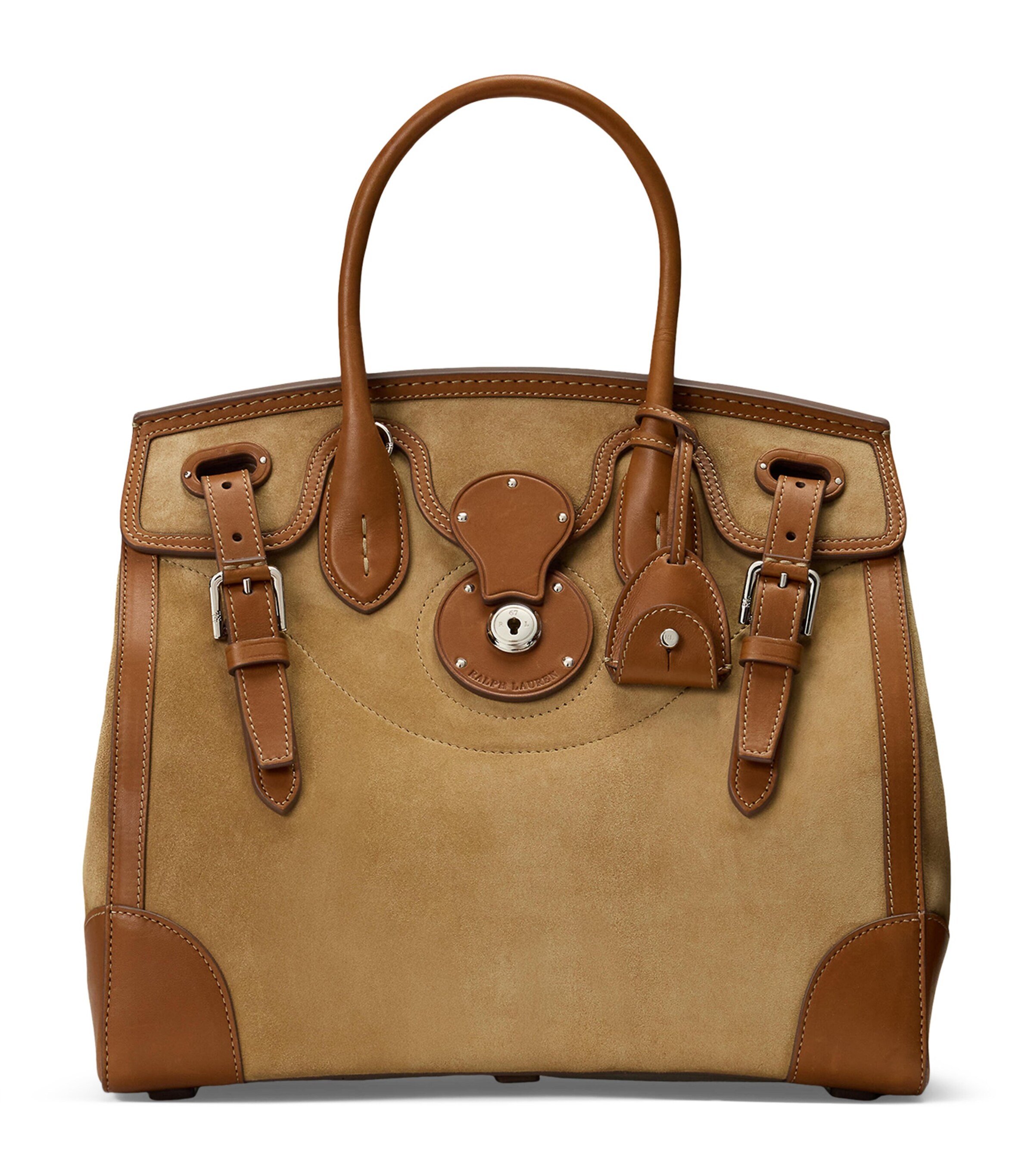 Ralph Lauren Collection Suede Soft Ricky 33 Top-Handle Bag Dark Tan Image 1