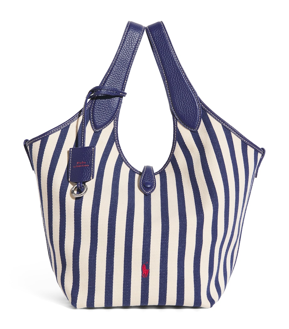 Medium Stripe Polo Play Tote Bag INK/W Image 1