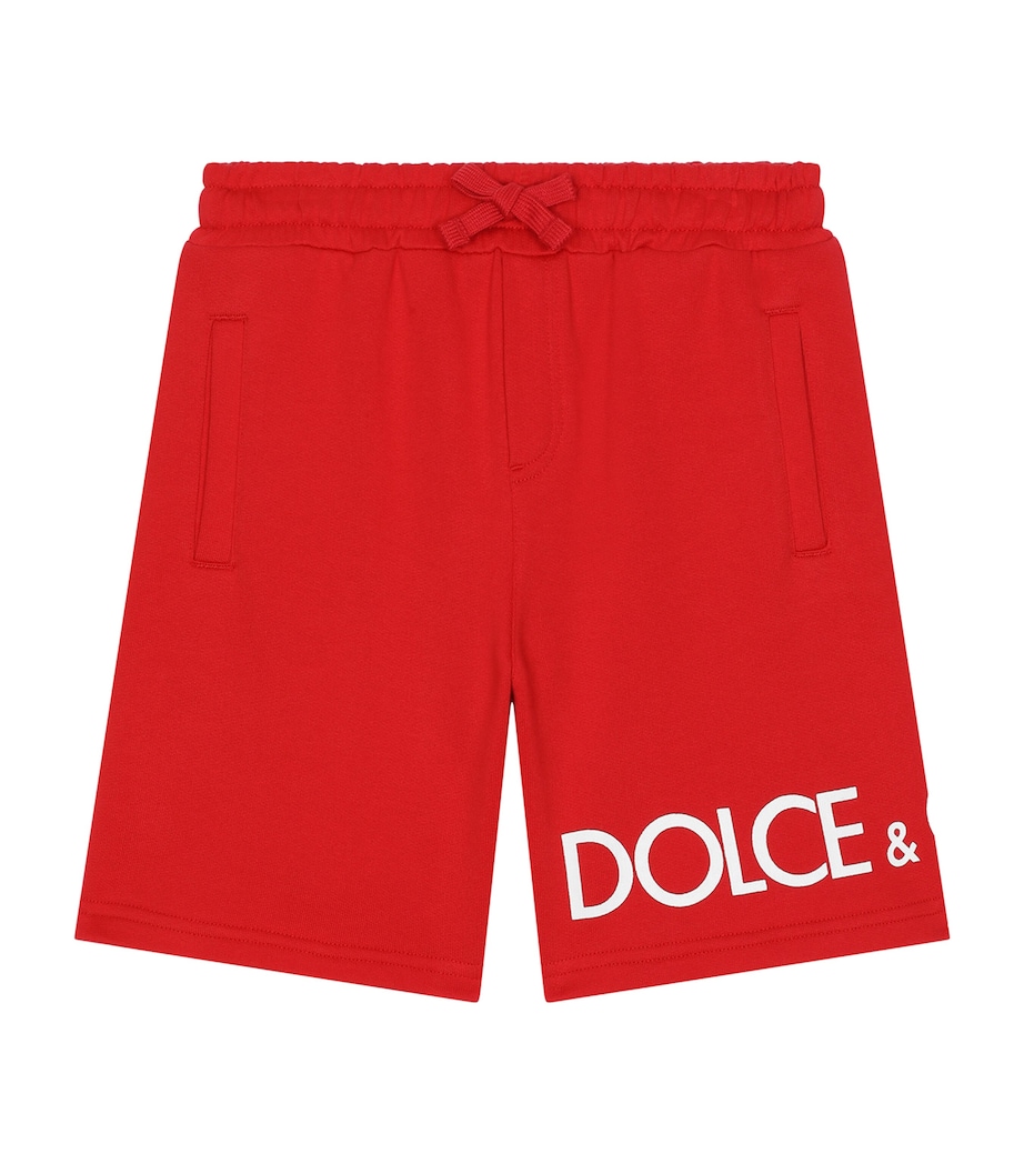 Dolce&Gabbana Kids Logo Bermuda Sweatshorts (2-6 Years) Nail Red Image 1