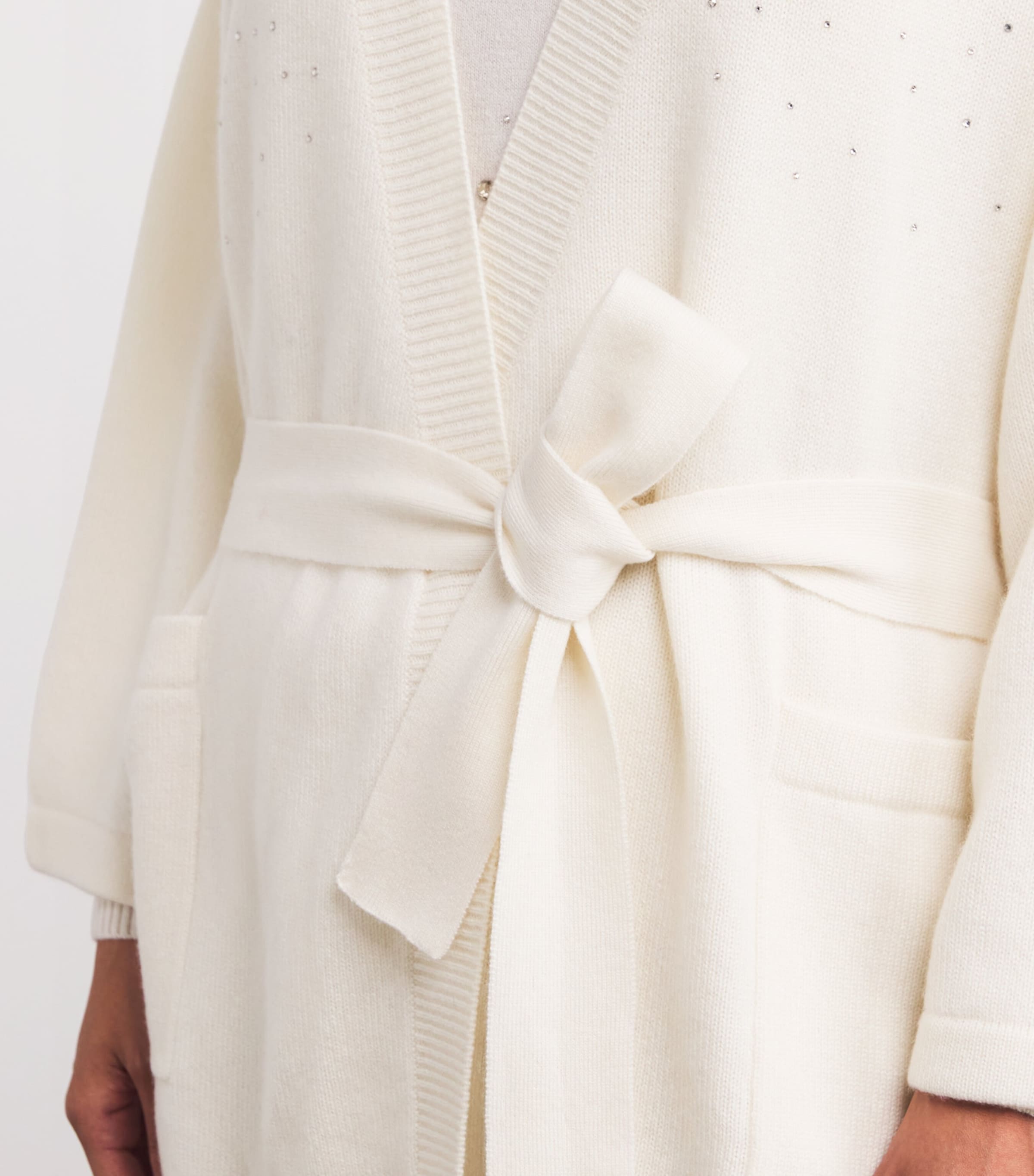 Cashmere Crystal-Embellished Cardigan WINTER WHITE/SI Image 6
