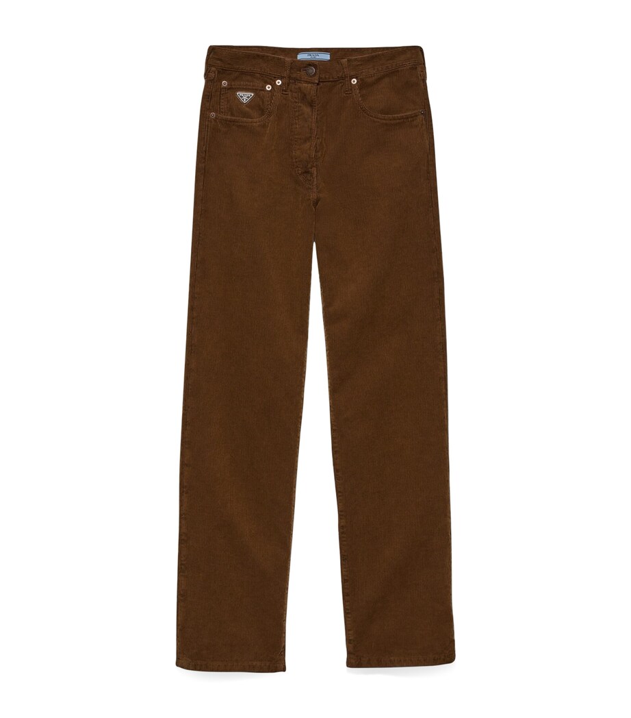 Prada Womens Corduroy Wide-Leg Trousers Image 1