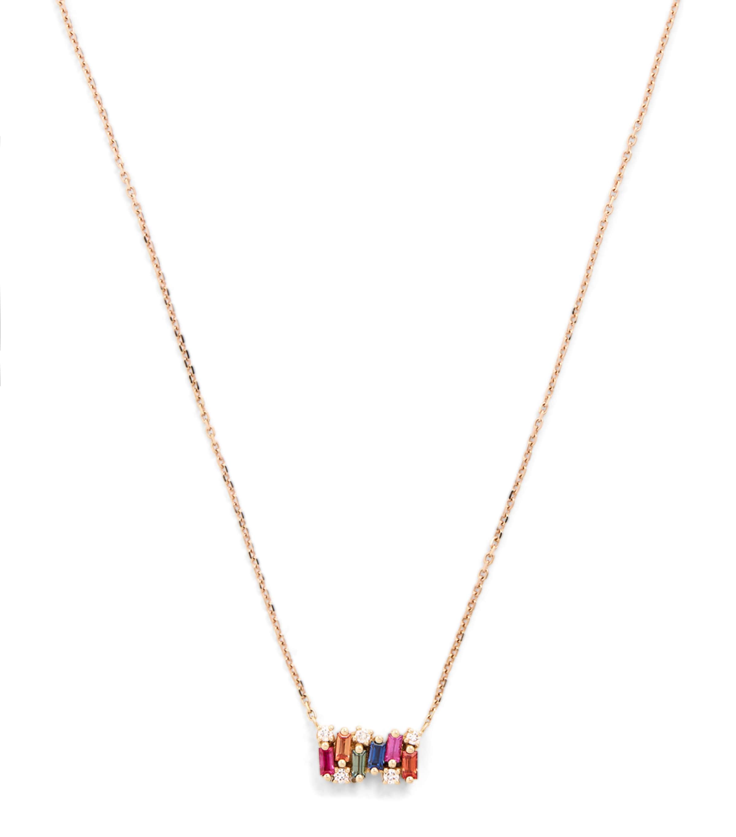 Suzanne Kalan Rose Gold, Diamond and Rainbow Sapphire Shimmer Necklace Rg/rs Image 1
