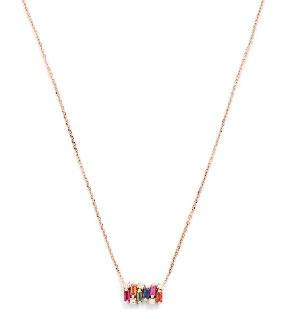 Suzanne Kalan Rose Gold, Diamond and Rainbow Sapphire Shimmer Necklace Rg/rs Image 1