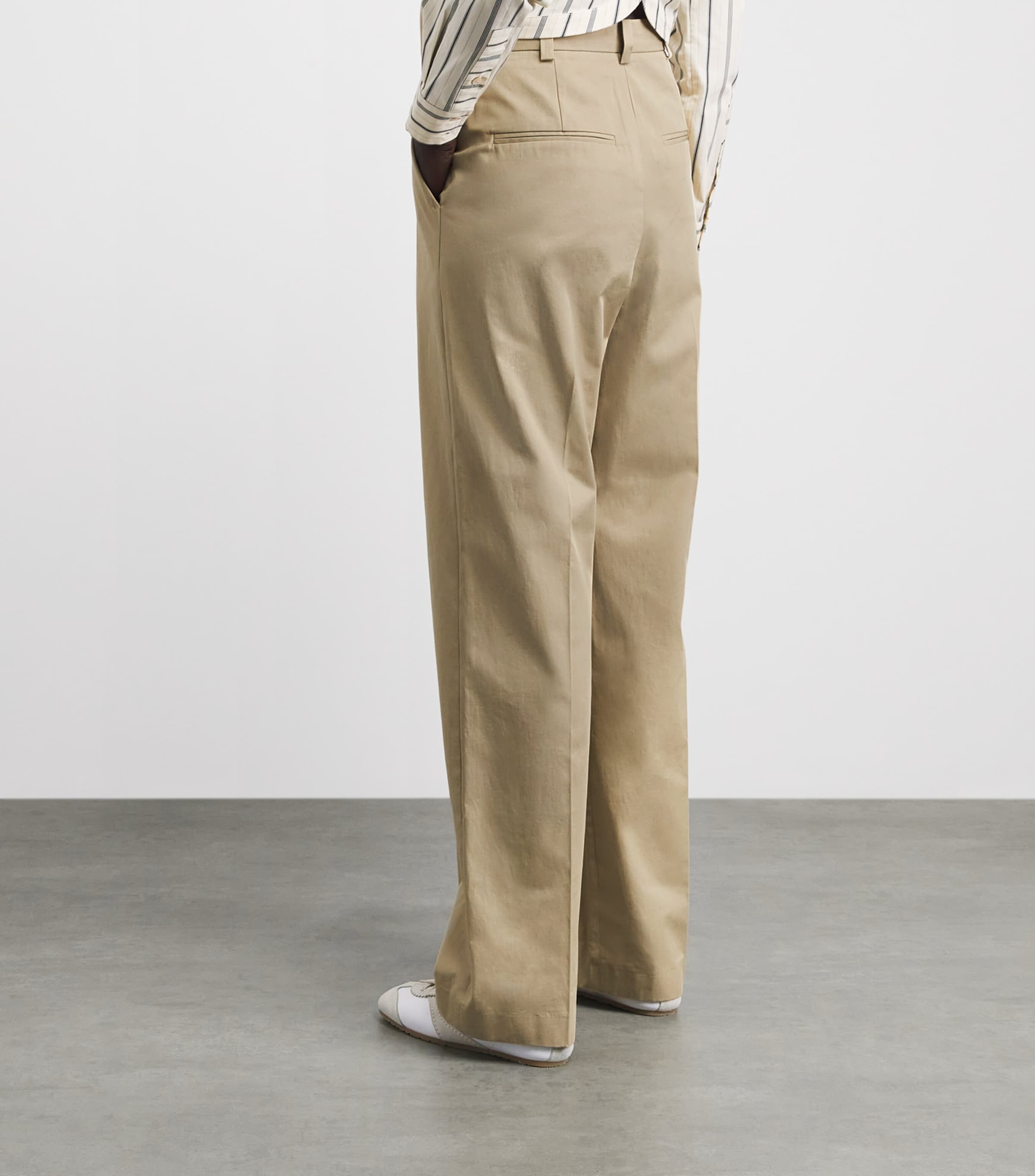 Claudie Pierlot Cotton Straight Trousers Beige Image 5