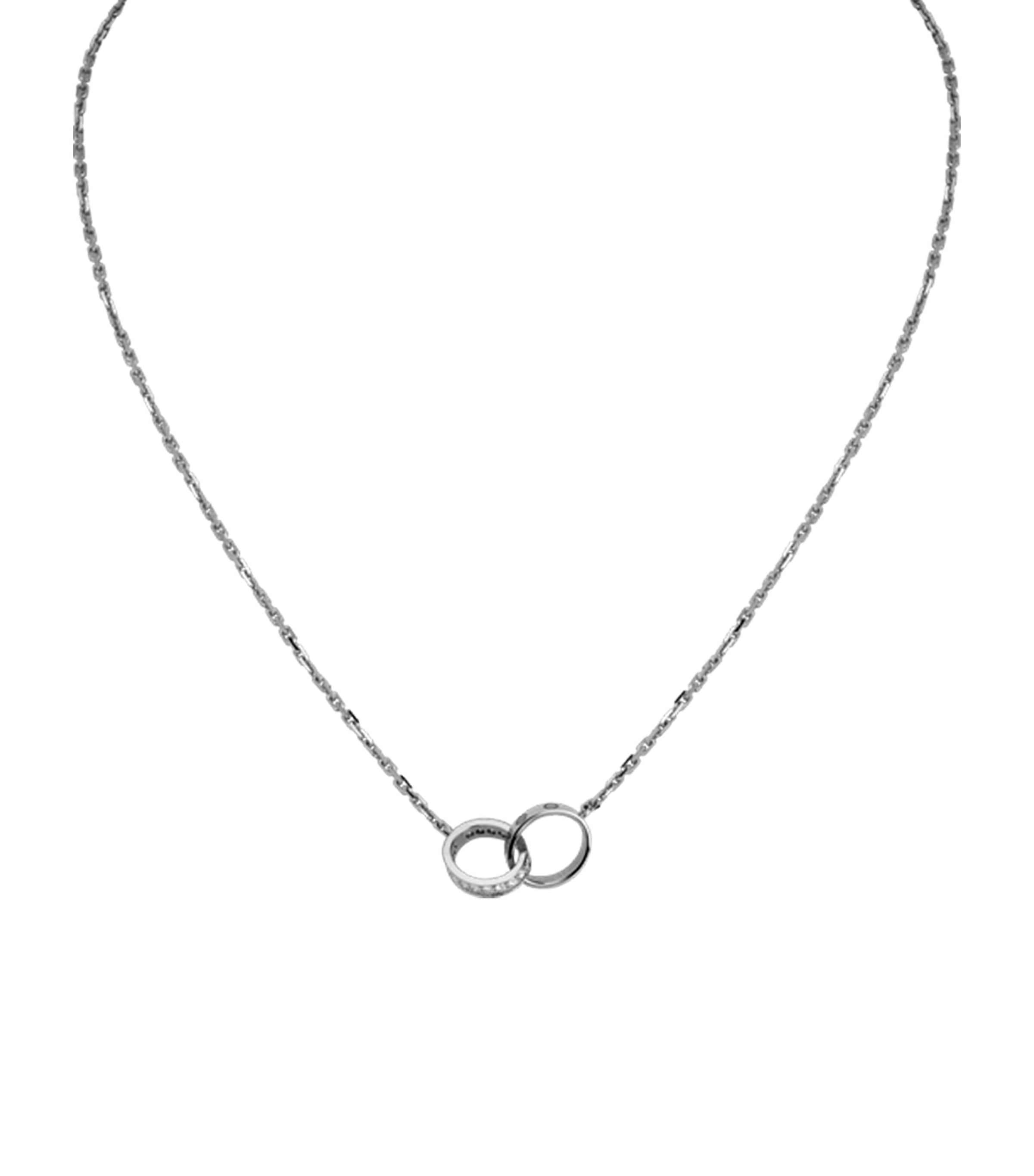 White Gold and Diamond LOVE Necklace WHITE GOLD Image 7