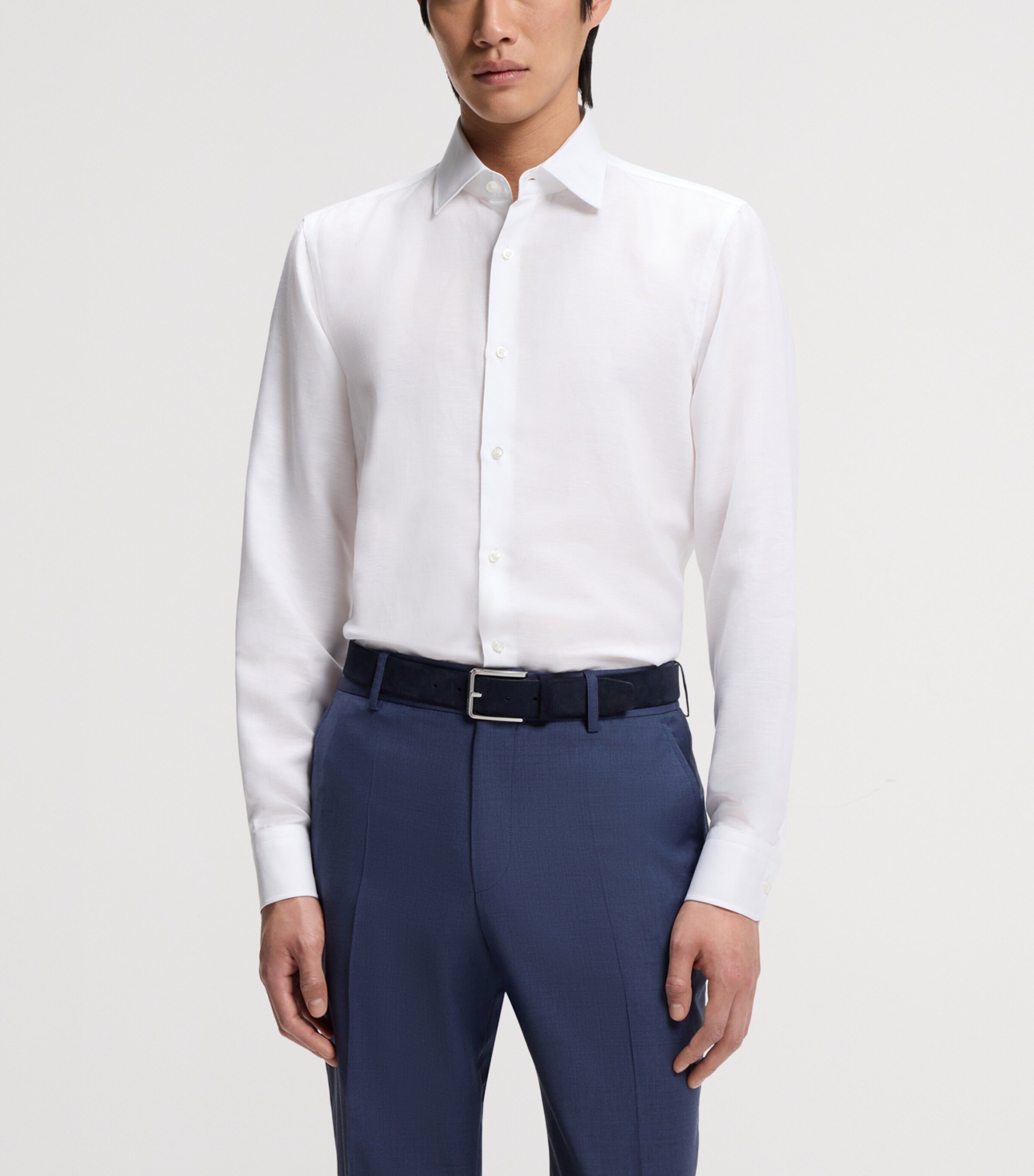 BOSS Mens Linen-Blend Slim-Fit Shirt Image 2
