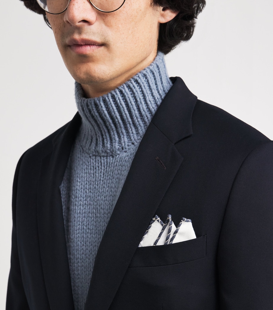 Cotton Pocket Square BIANCO, BLU E SABBIA Image 2