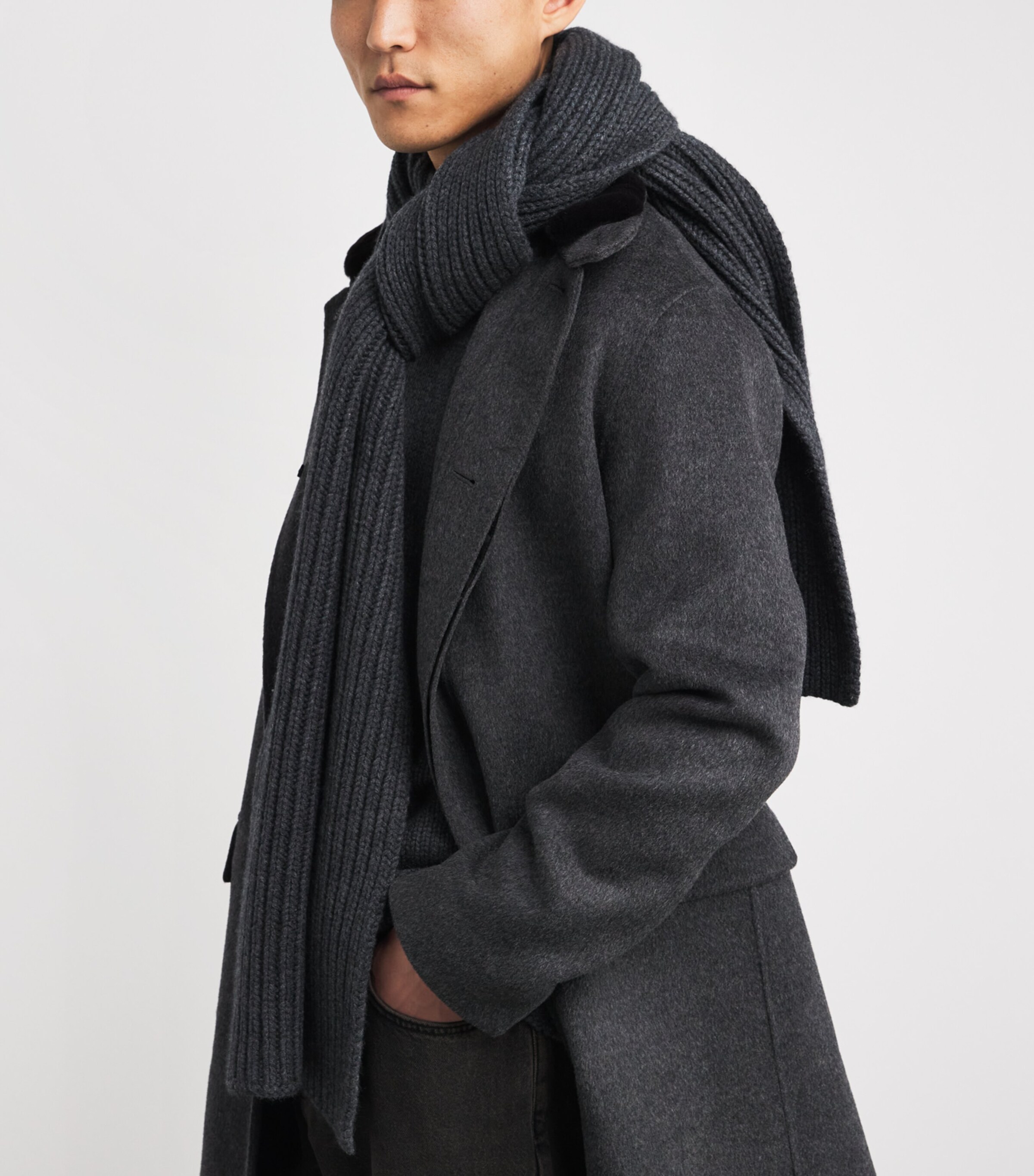 Yves Salomon Mens Cashmere Scarf Thunderstorm Image 3