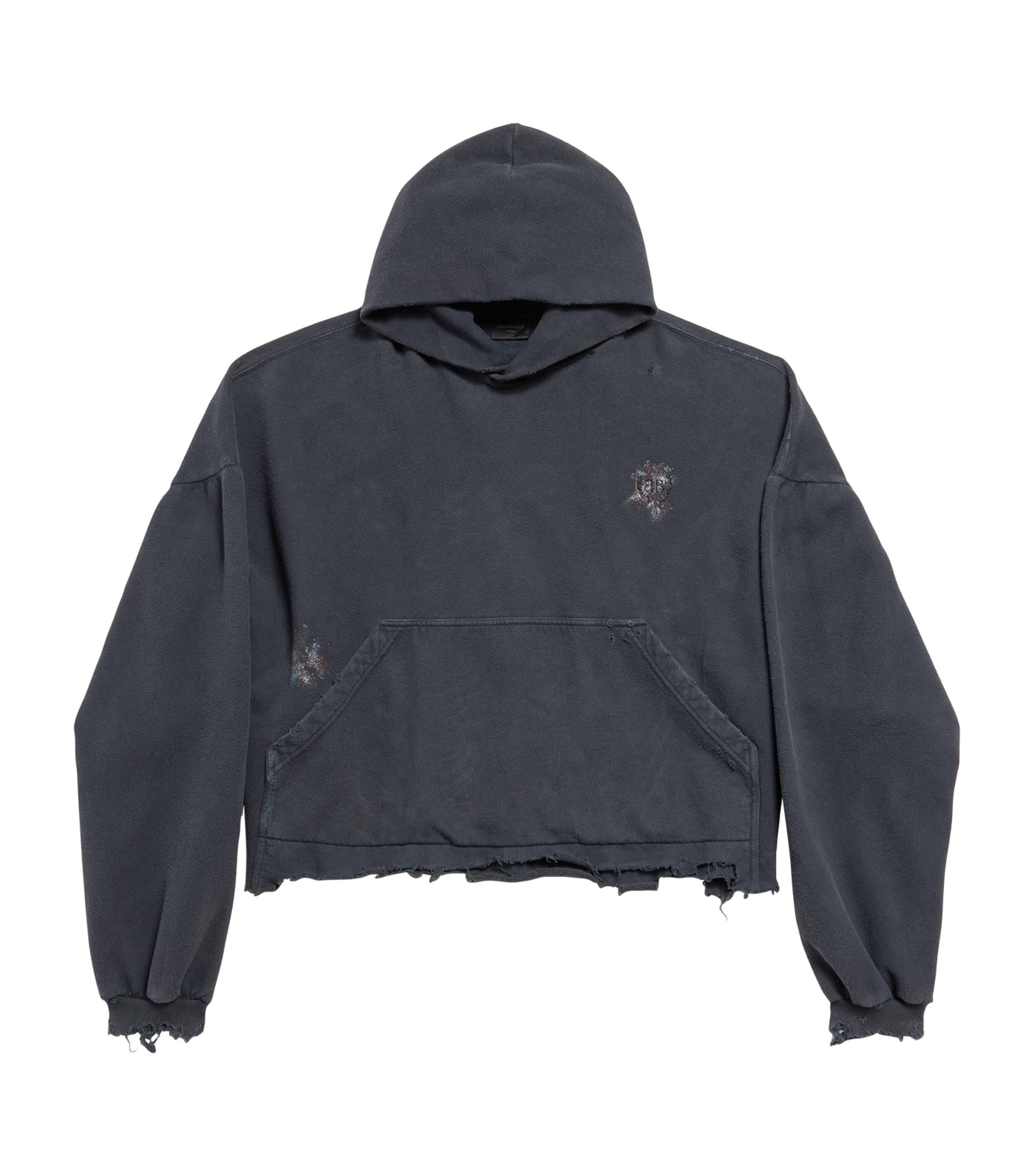 Balenciaga Nail Polish Cropped Hoodie In Faded Black