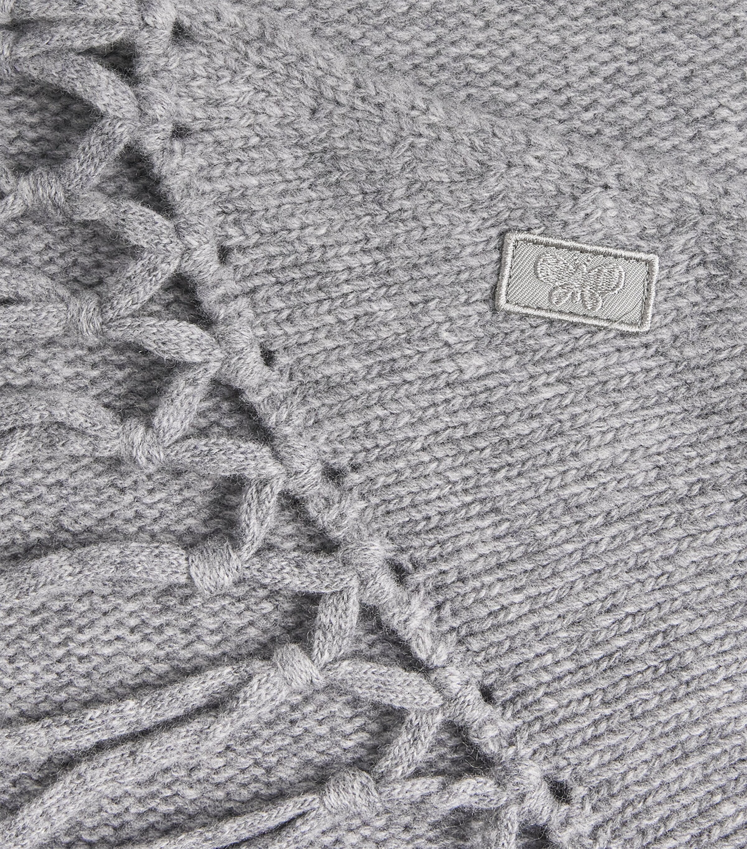 Virgin Wool Fringed Shawl MEDIUM GREY Image 4