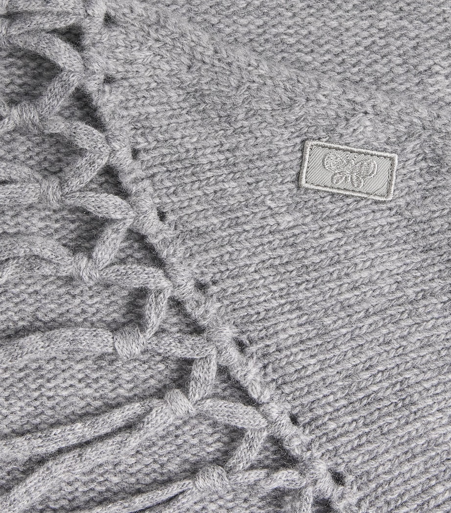 Virgin Wool Fringed Shawl MEDIUM GREY Image 4