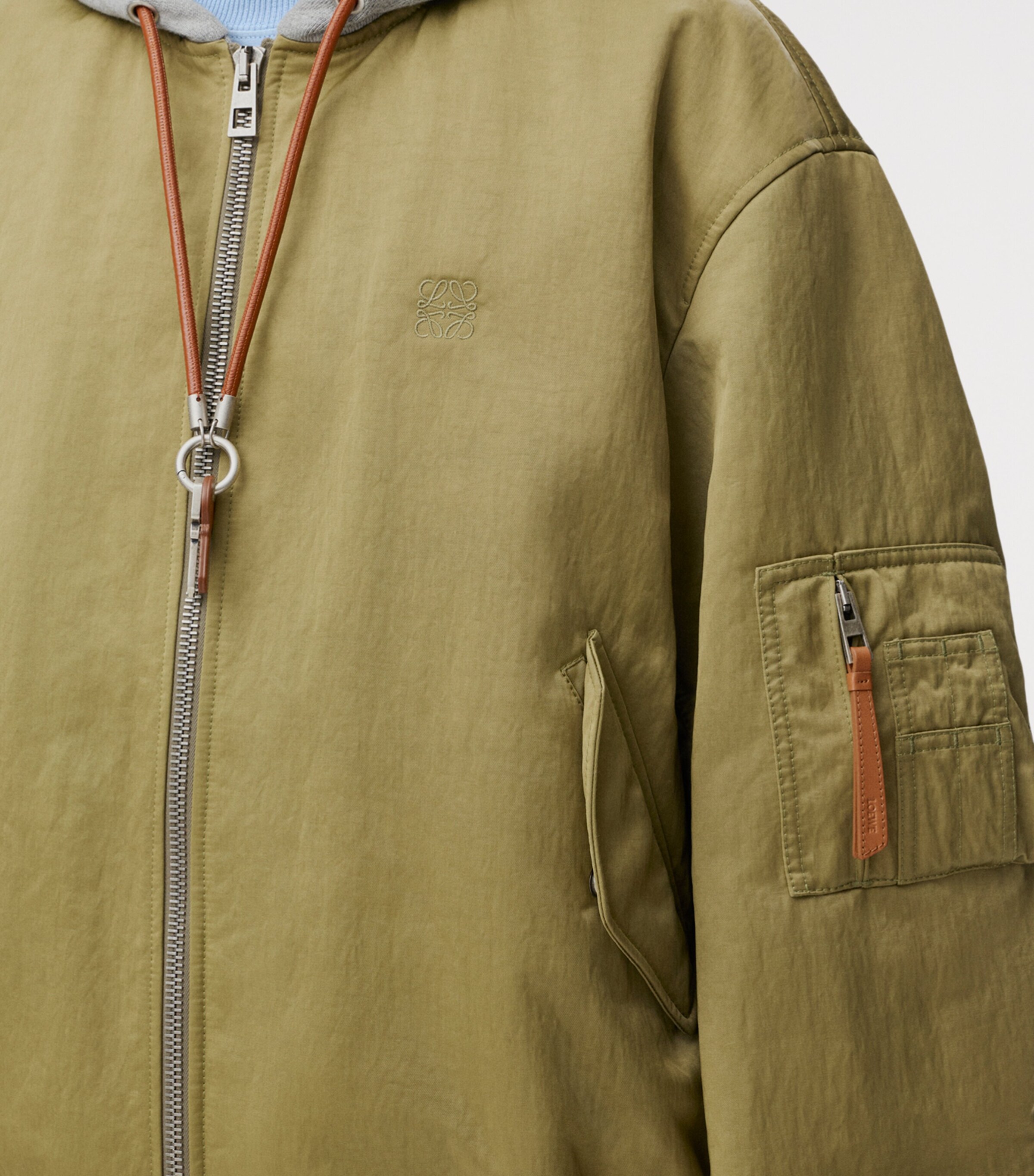 LOEWE Green Anagram Hooded Bomber Jacket | Harrods CA