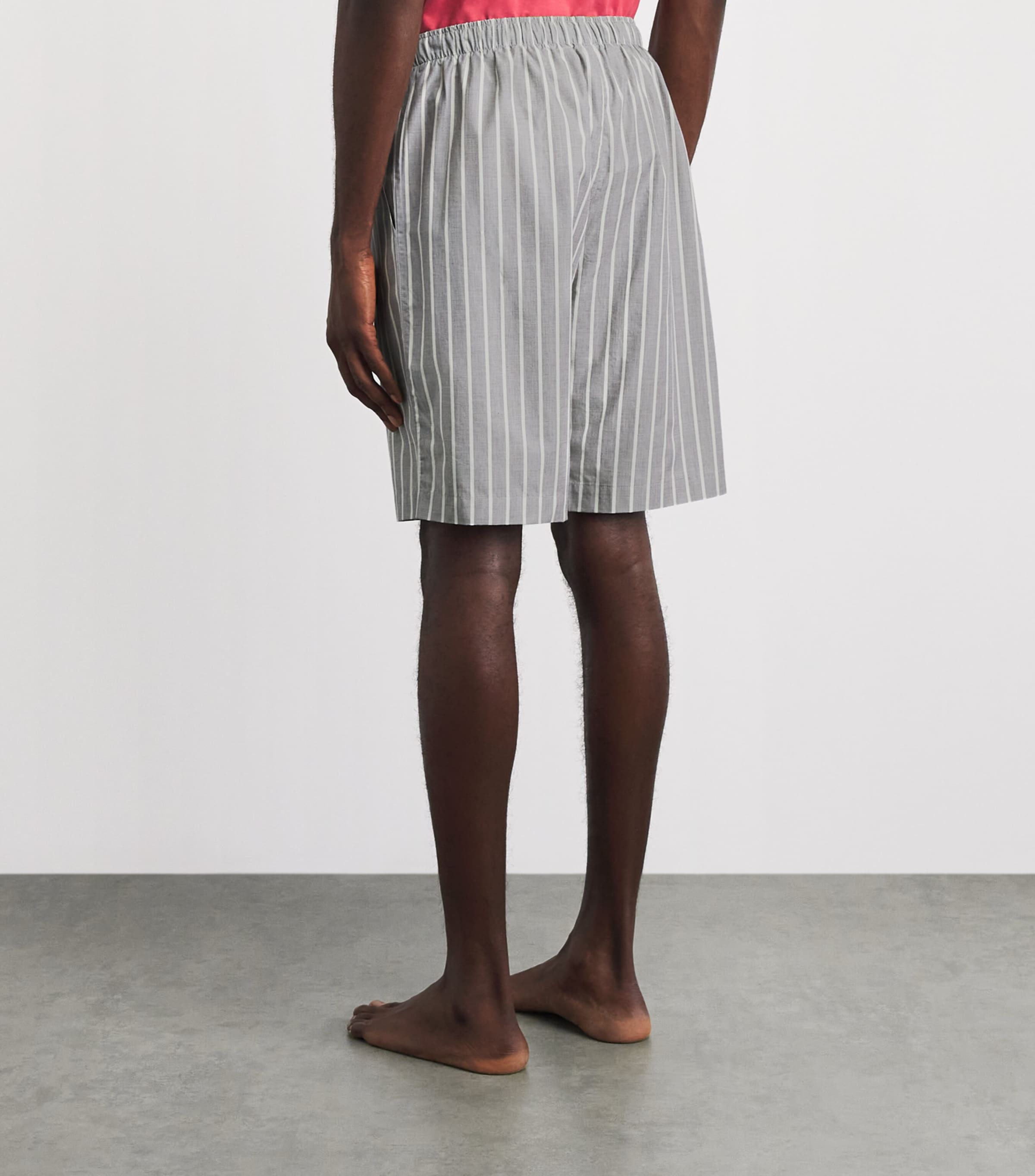Hanro Mens Cotton Night & Day Lounge Shorts Denim Stripe Image 5