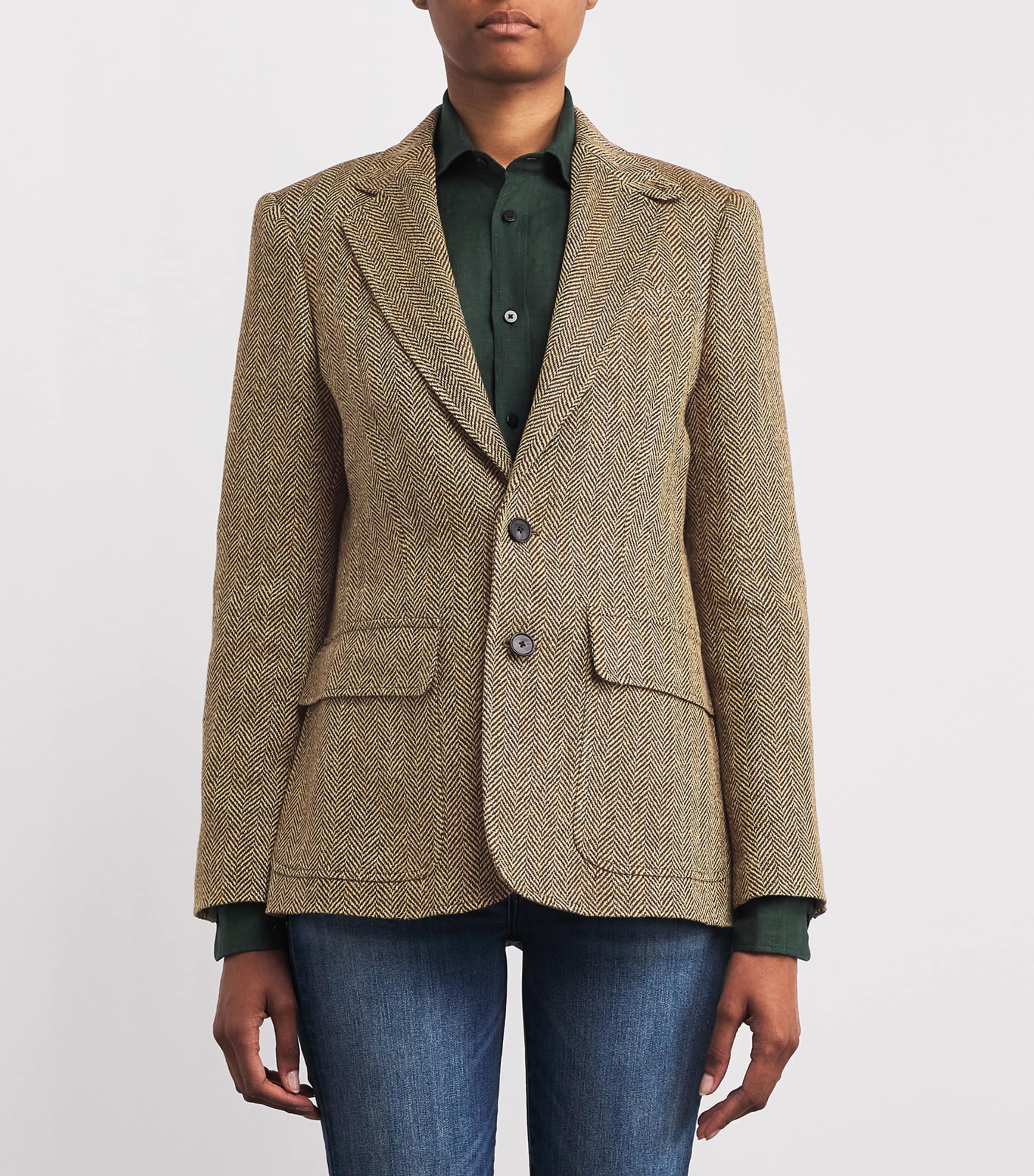 Linen-Blend Herringbone Blazer NATURAL Image 3