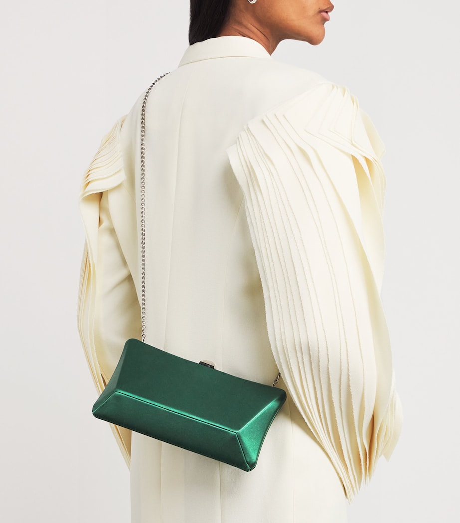 Satin Lally Clutch Bag 0455 GREEN SATIN Image 5