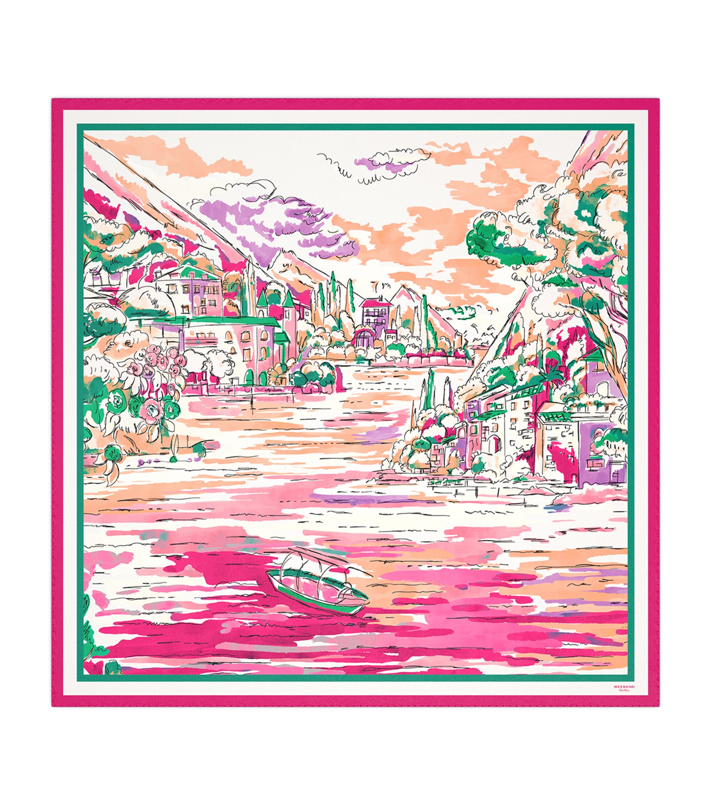 Weekend Max Mara Silk Lake Print Scarf Pink Image 1