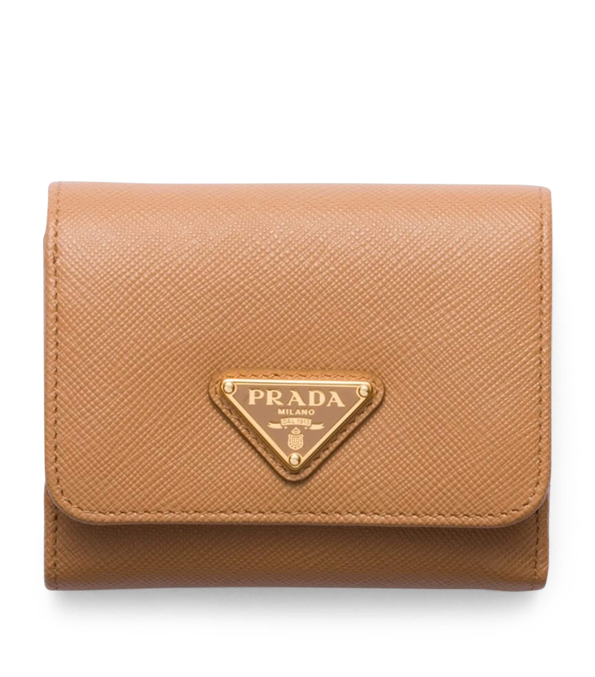 Prada Small Saffiano Leather Bifold Wallet In Brown